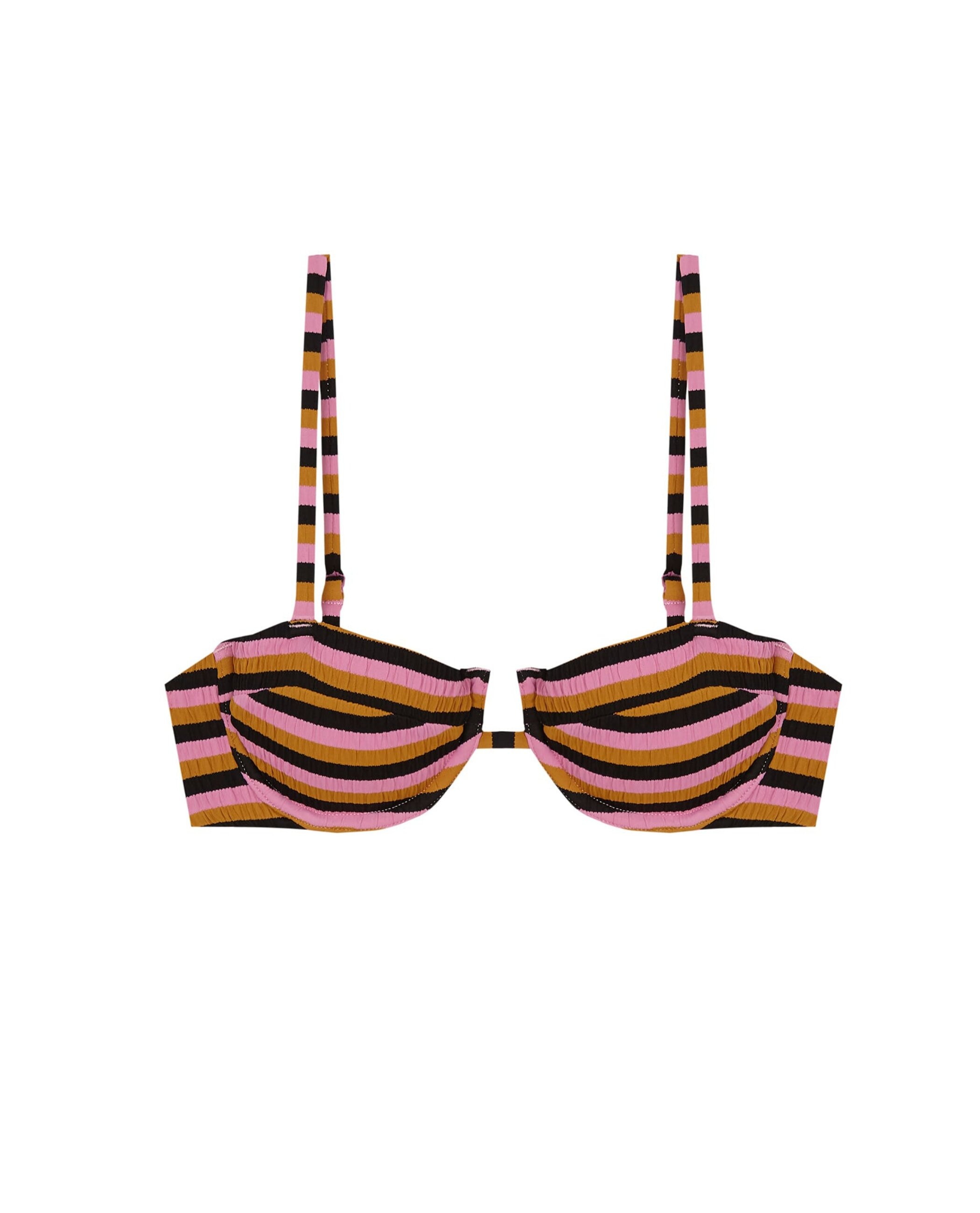 Top de Biquíni Balconette Butterfly com Estrutura, Fecho Multiposições e Foams Amovíveis Rosa / Preto-3
