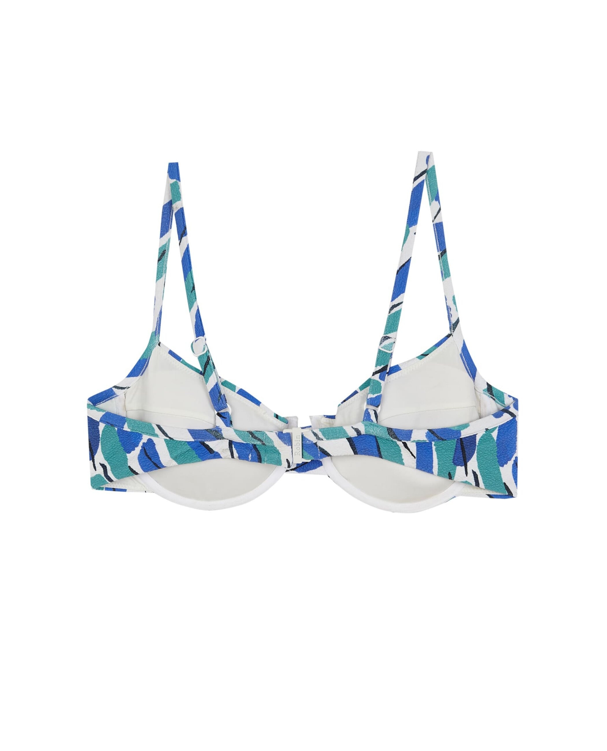 Top de Biquíni Balconette Malibú com Estrutura, Foams Amovíveis e Fecho Multiposições Azul / Branco-4