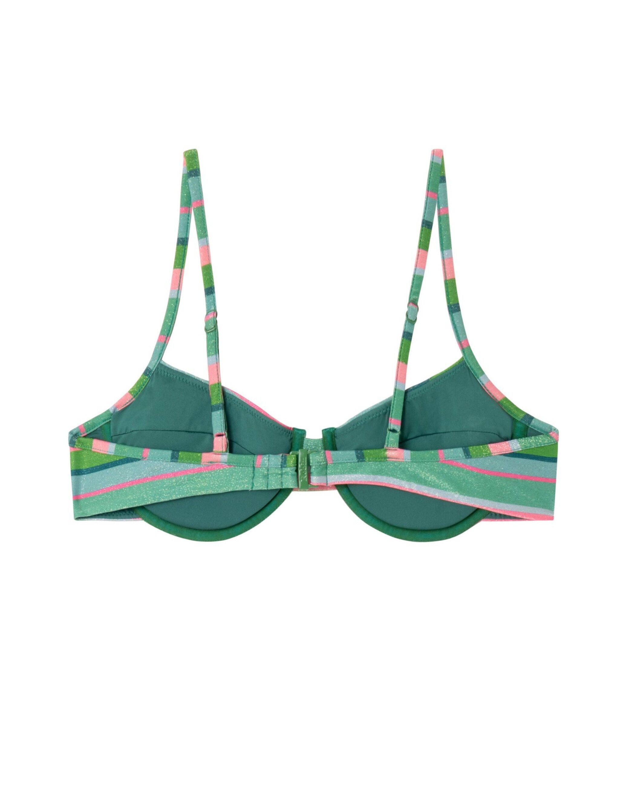 Top de Biquíni Balconette Chiquita com Tecido Lurex, Foams Amovíveis e Fecho Multiposições Rosa / Verde-4