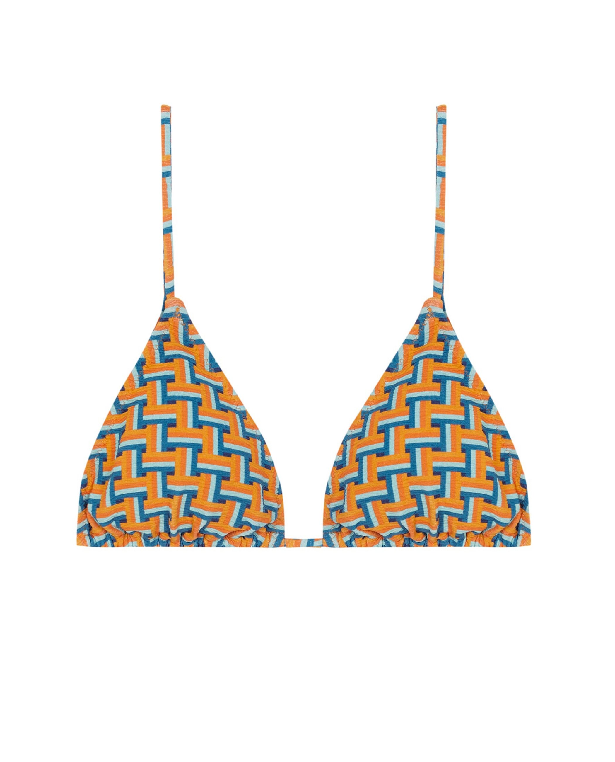 Top de Biquíni Triângulo Dolce com Estrutura e Foams Amovíveis Azul-marinho / Laranja-3