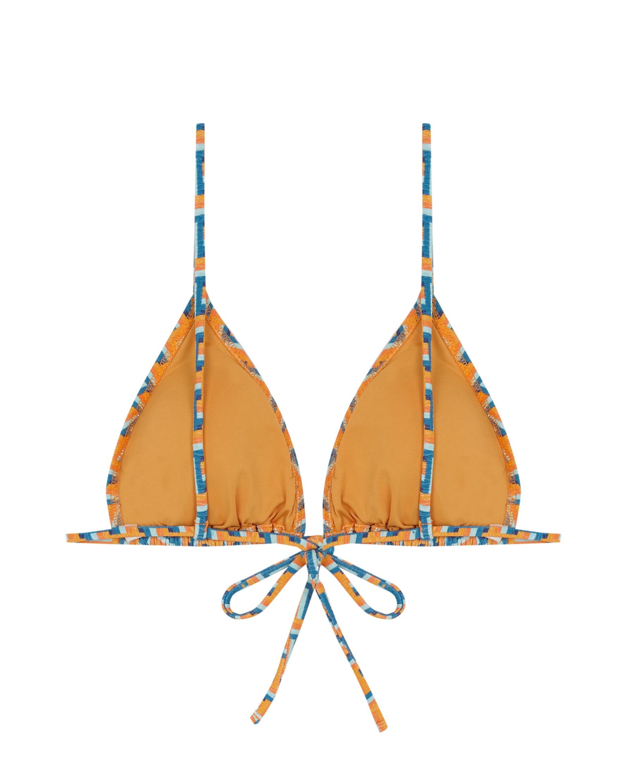 Top de Biquíni Triângulo Dolce com Estrutura e Foams Amovíveis Azul-marinho / Laranja-4