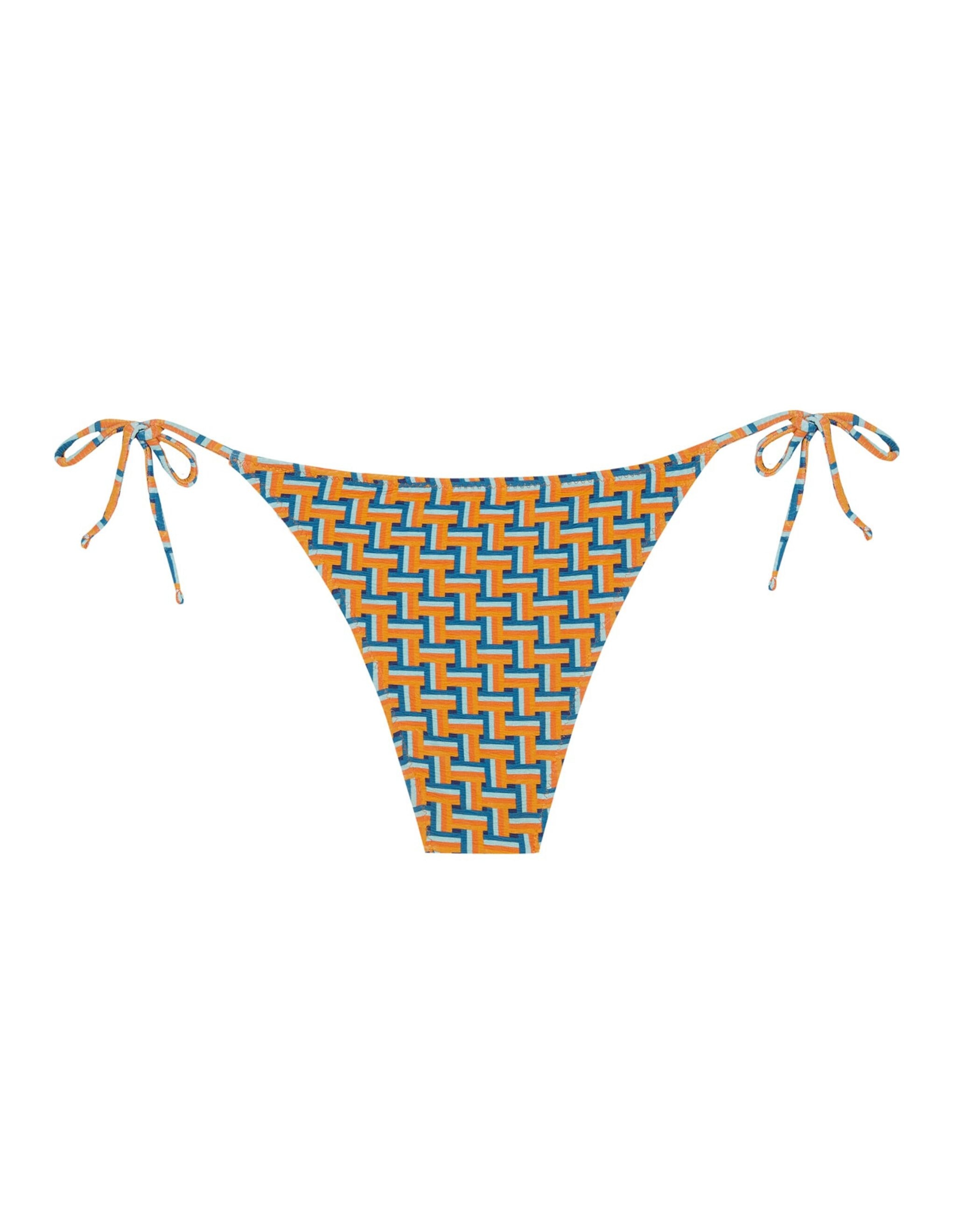 Cueca de Biquíni Dolce com Estrutura, Laço e Forro Laranja / azul marinho-4
