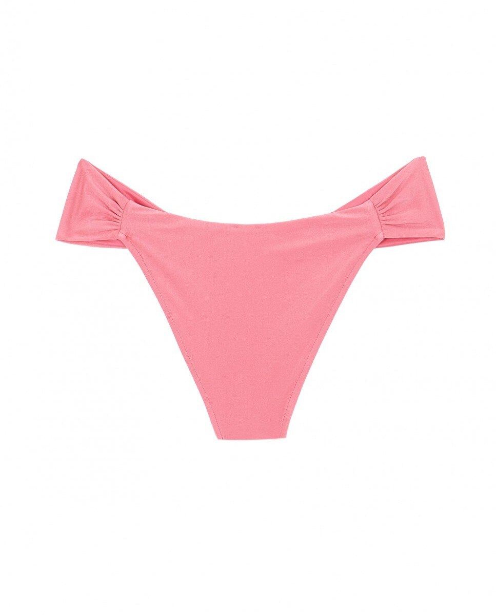 Cueca Franzida de Biquíni Rosé com Forro Rosa-4
