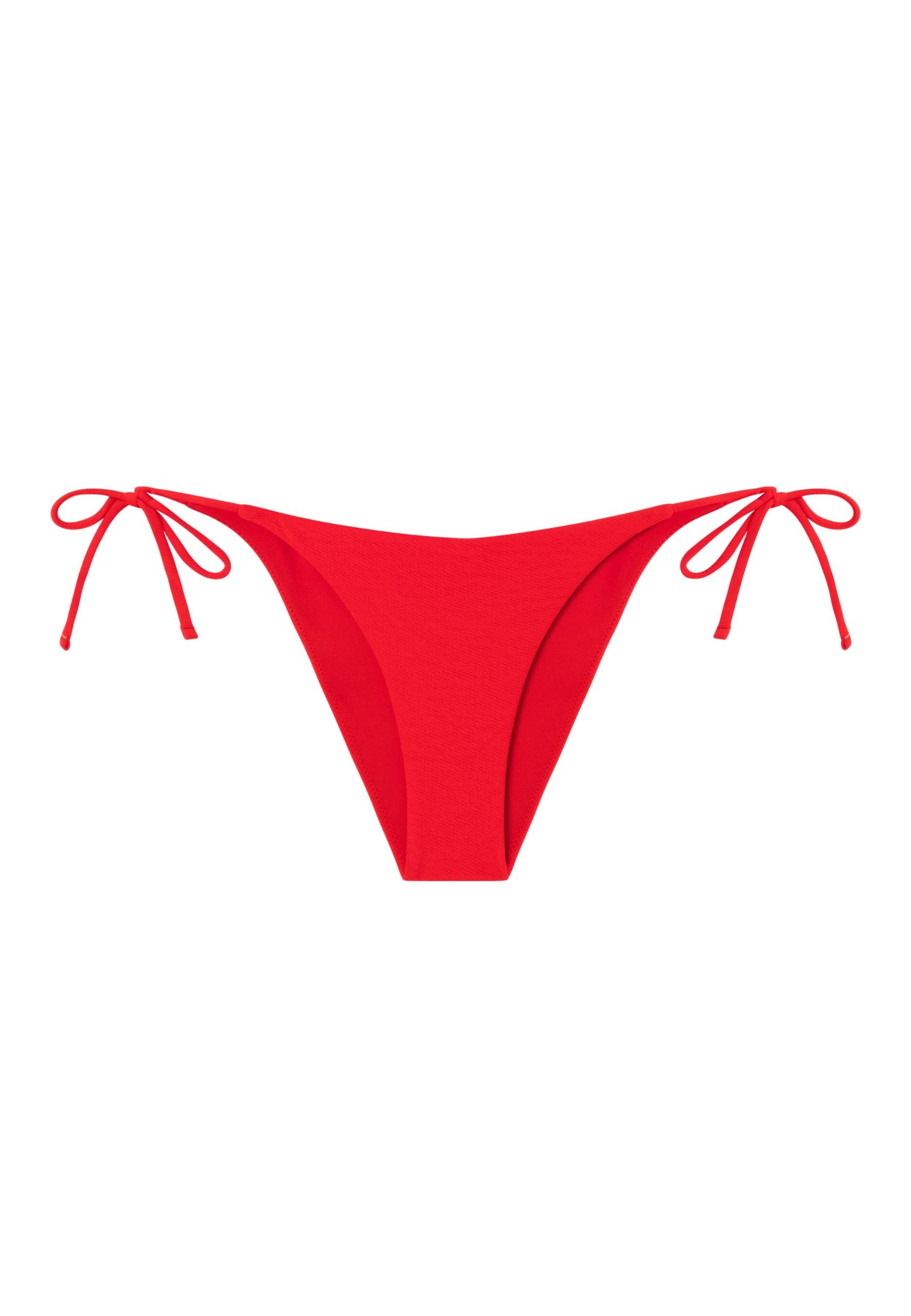 Cueca de Biquíni Tango com Estrutura, Laço e Forro Preto / Vermelho / Branco-3