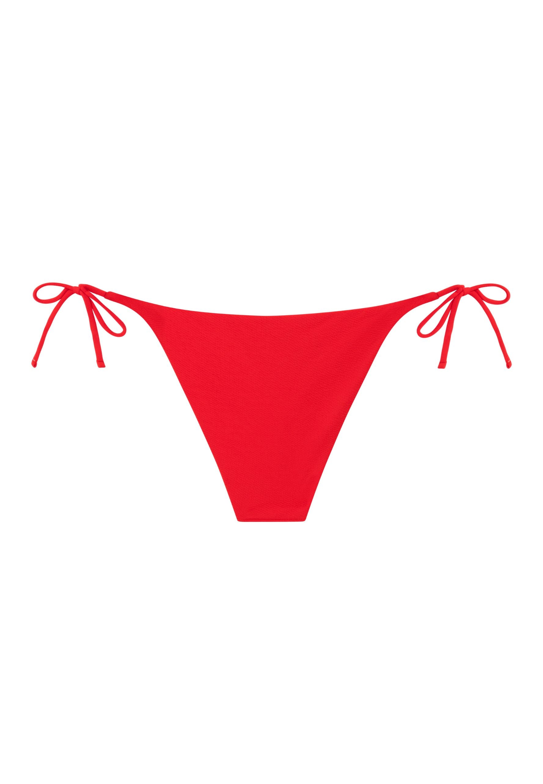 Cueca de Biquíni Tango com Estrutura, Laço e Forro Preto / Vermelho / Branco-4