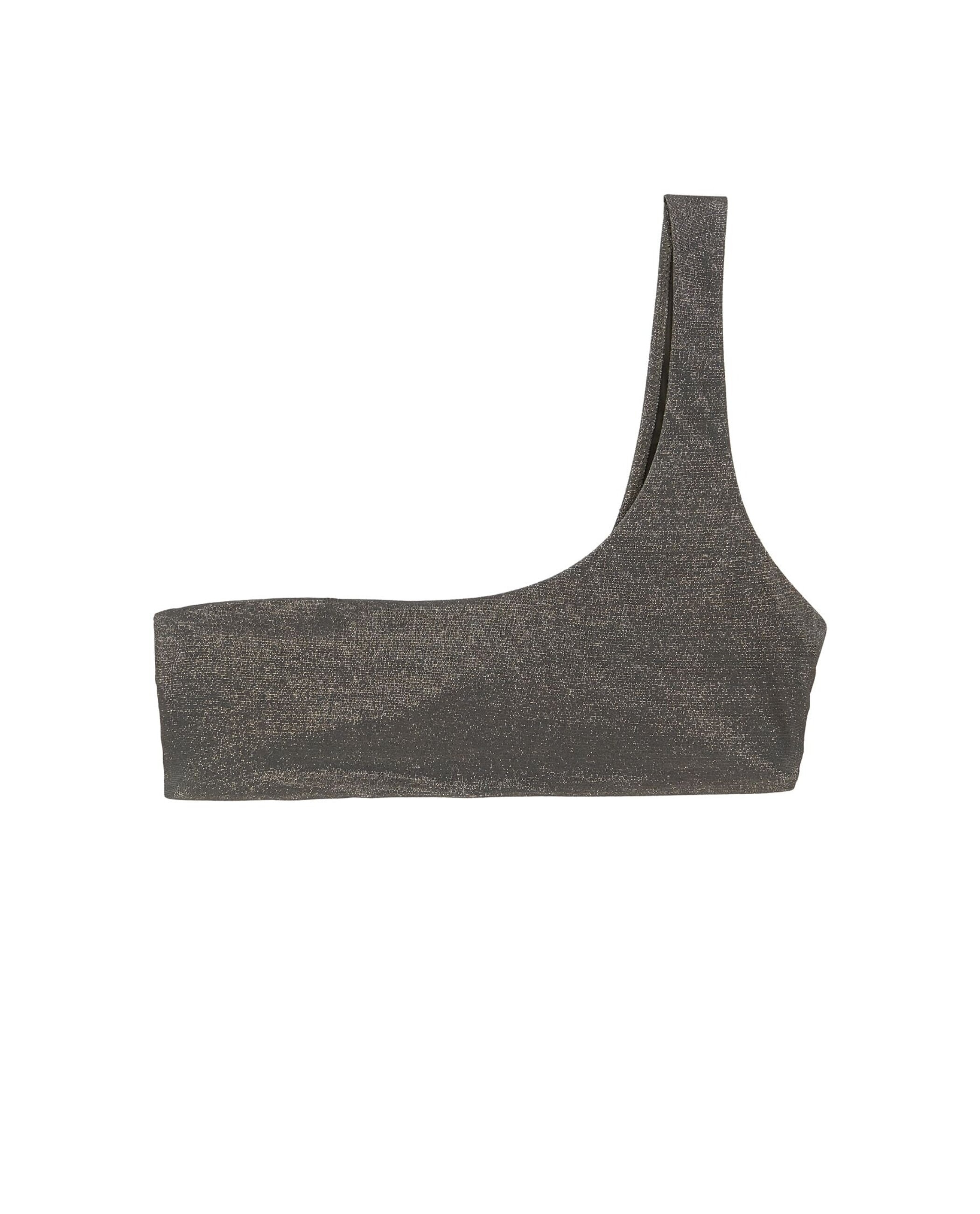 Top de Biquíni Bandeau Titanium com Tecido Lurex e Foams Amovíveis Cinzento escuro metalizado-3