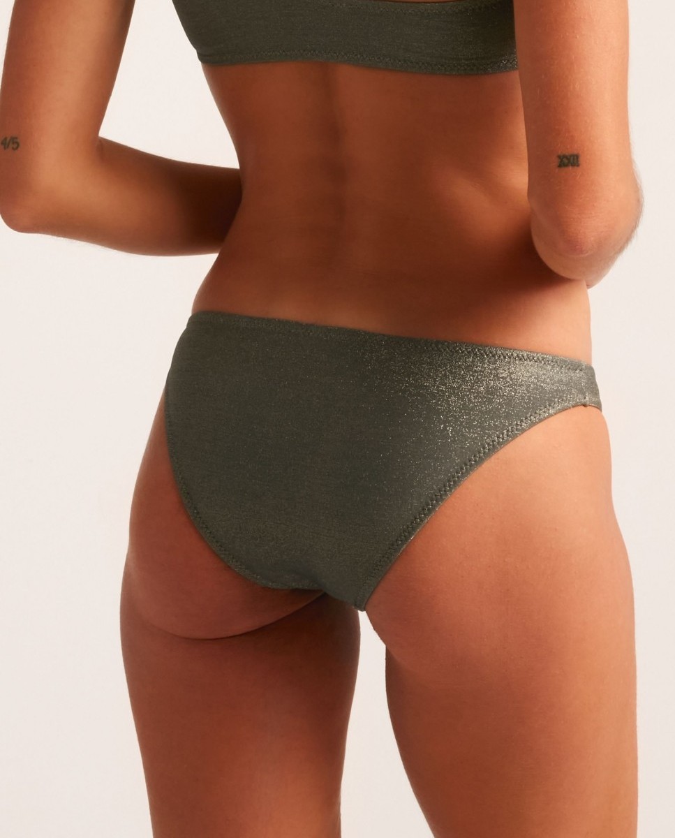 Cueca de Biquíni Titanium com Tecido Lurex e Forro Preto-2