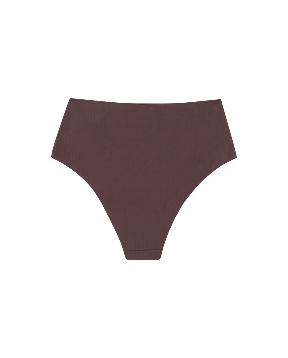 Cueca de Biquíni Alta com Estrutura e Forro Castanho-escuro-4