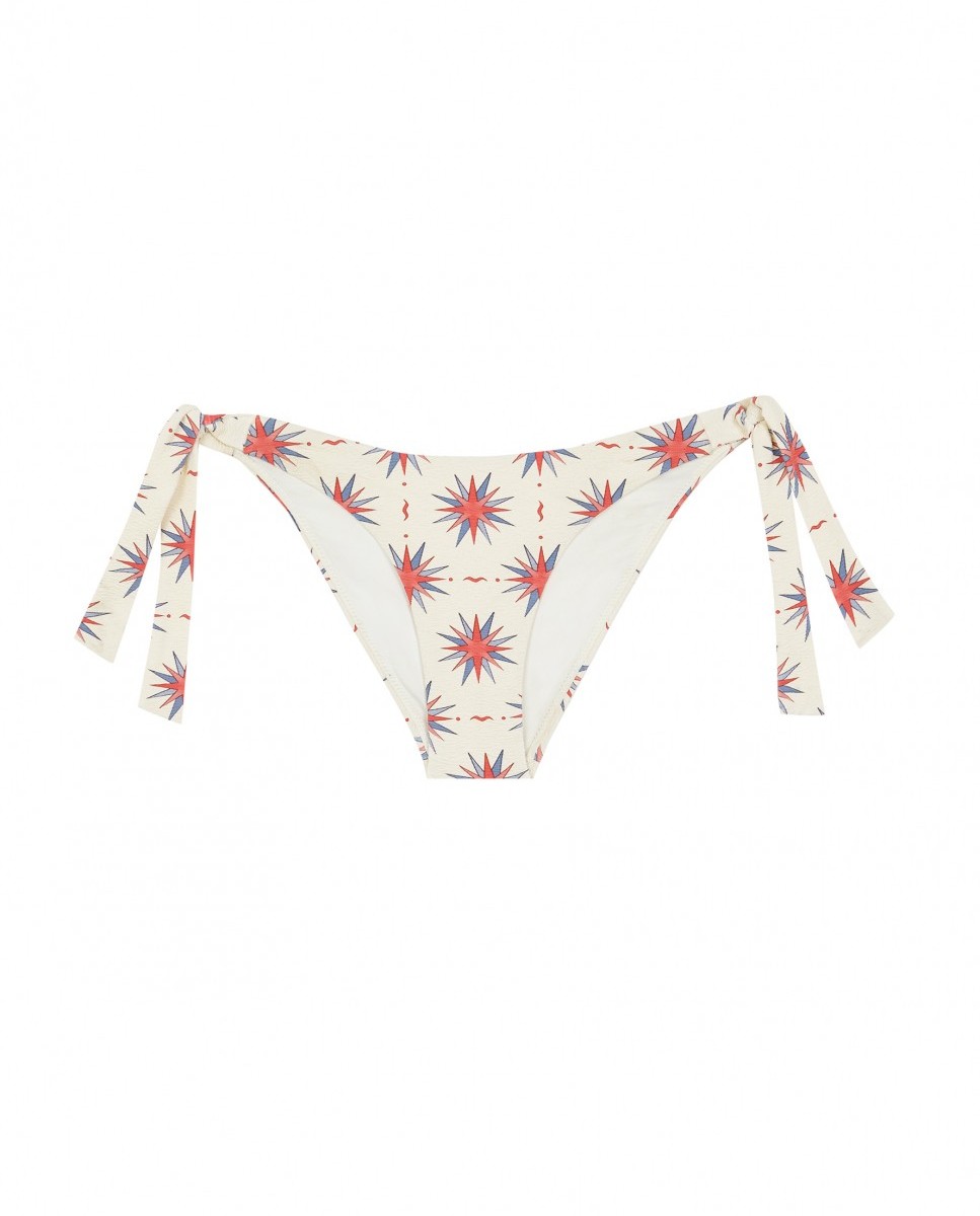 Cueca de Biquíni Astro com Estrutura, Laço e Forro Multicolor-1