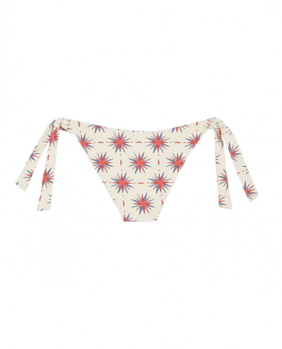 Cueca de Biquíni Astro com Estrutura, Laço e Forro Multicolor-2
