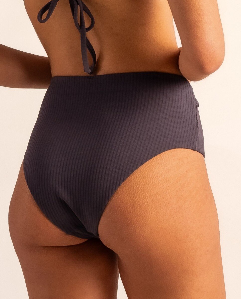 Cueca de Biquíni Alta com Estrutura e Forro Cinzento-escuro-2