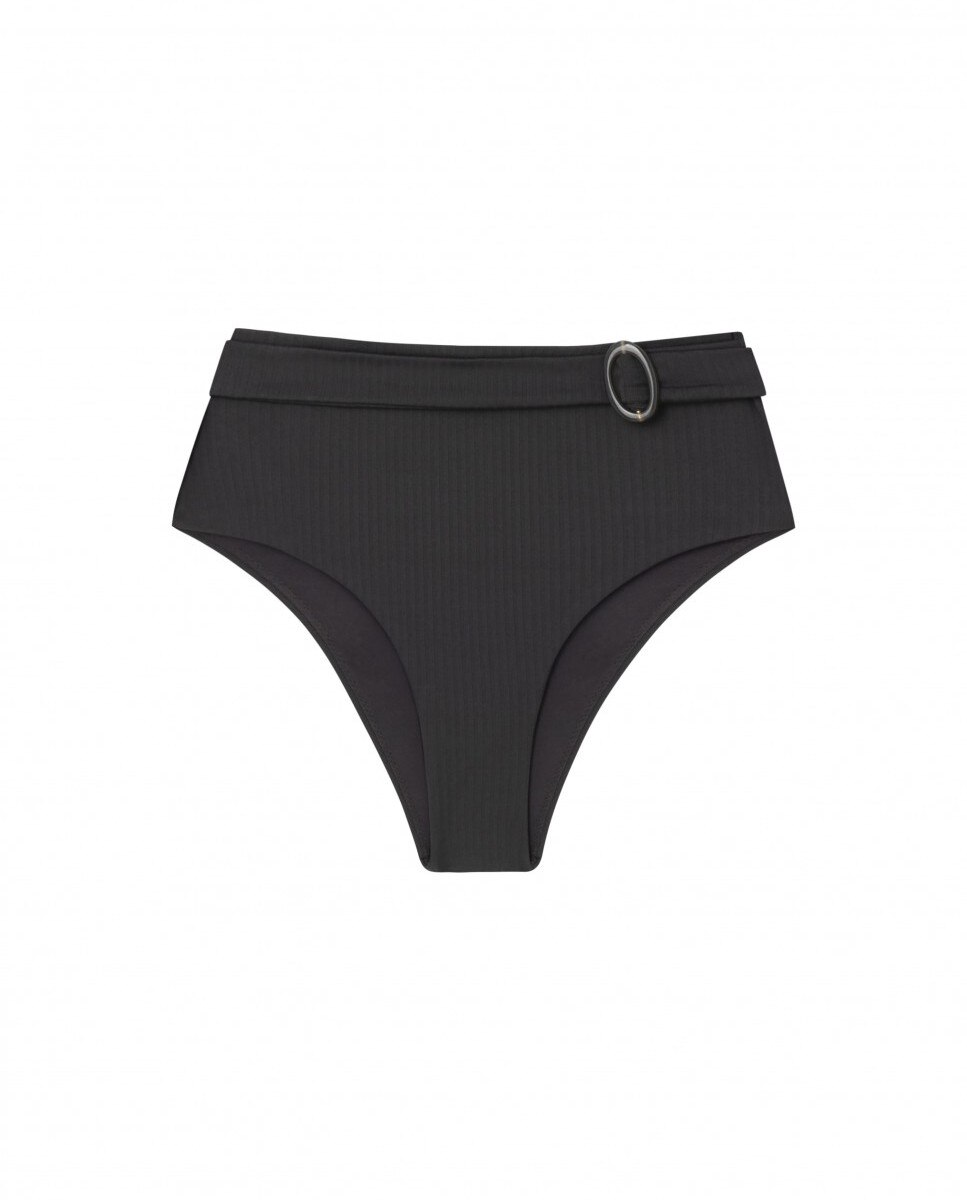 Cueca de Biquíni Alta com Estrutura e Forro Cinzento-escuro-3
