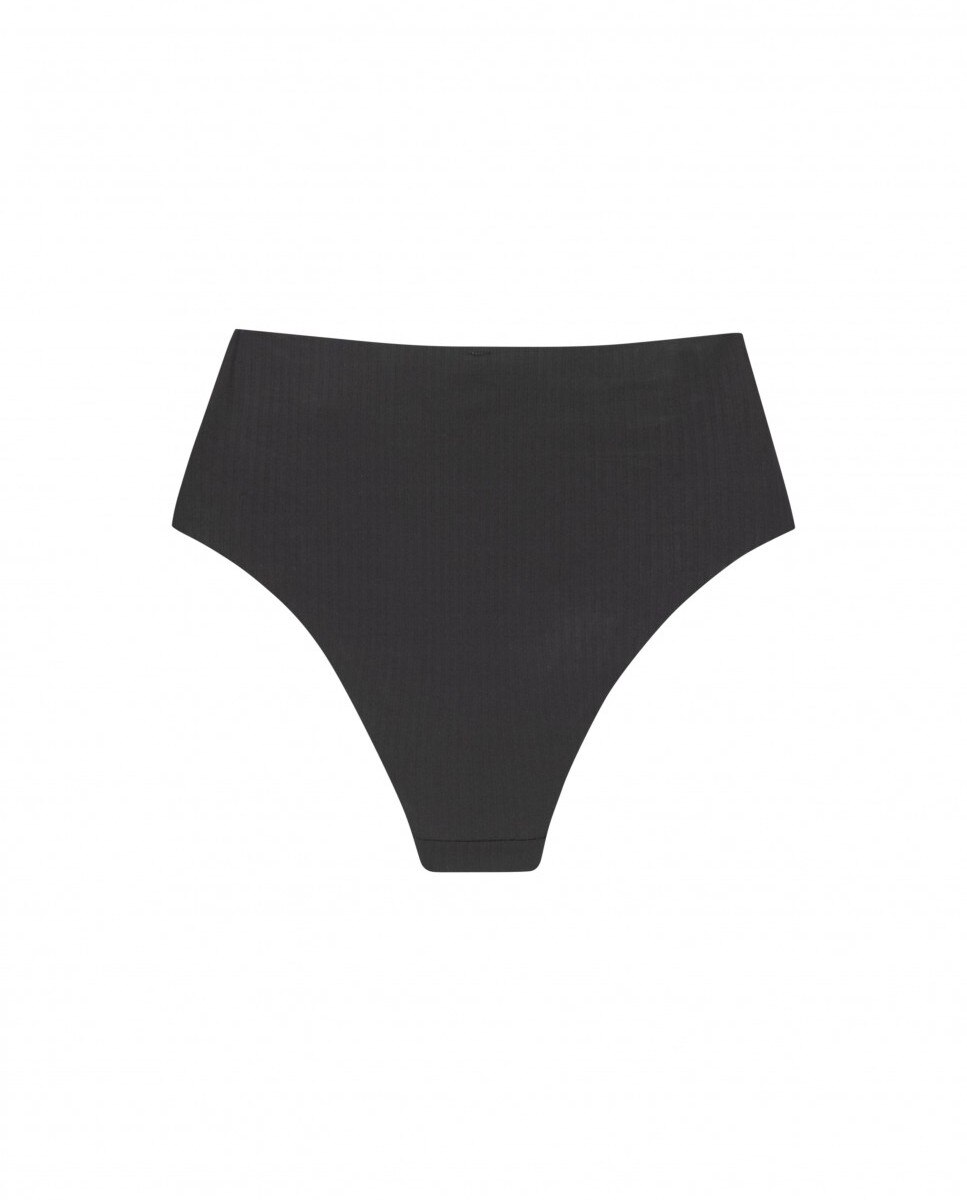 Cueca de Biquíni Alta com Estrutura e Forro Cinzento-escuro-4