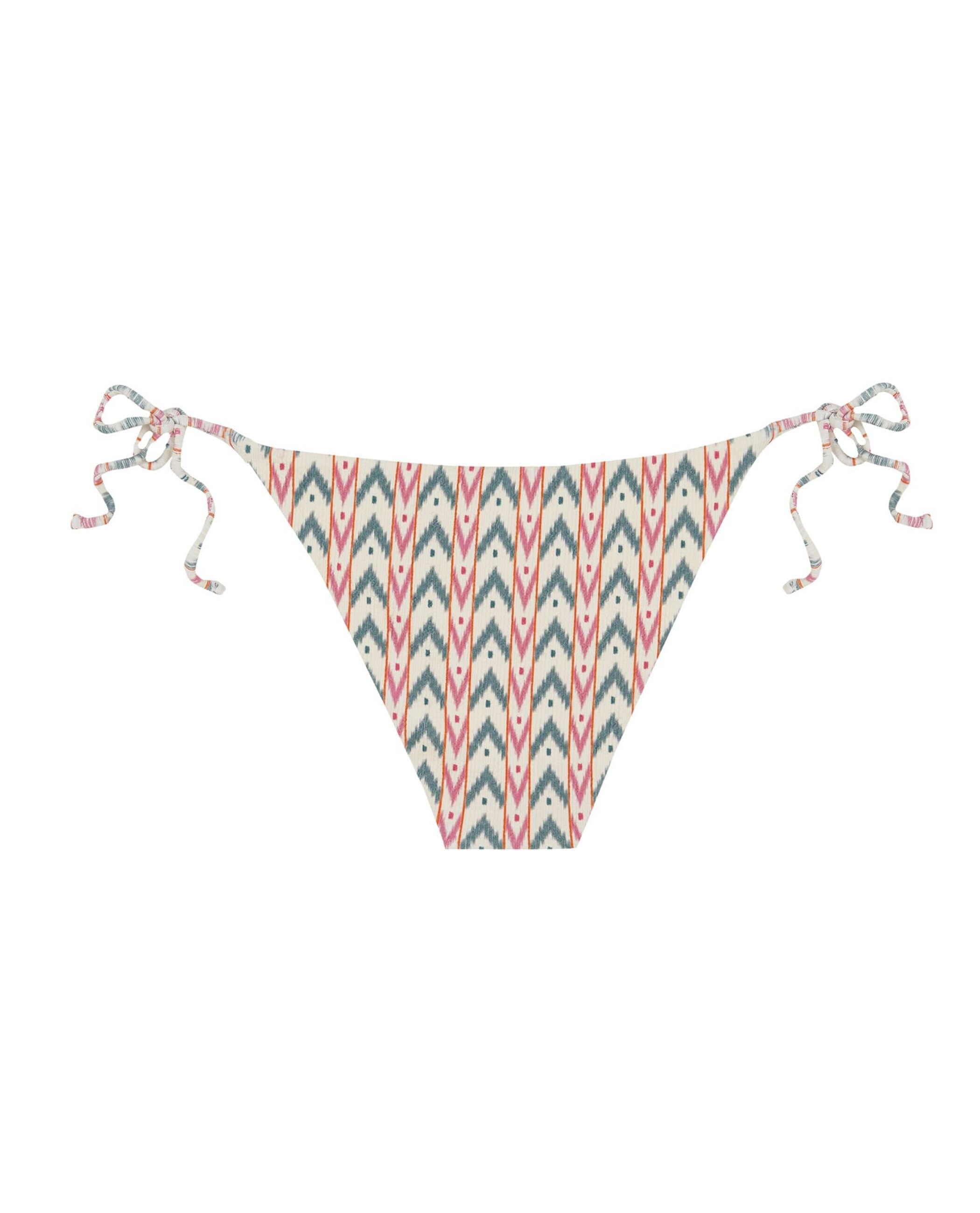 Cueca de Biquíni Formentor com Estrutura, Laço e Forro Azul / Branco-4