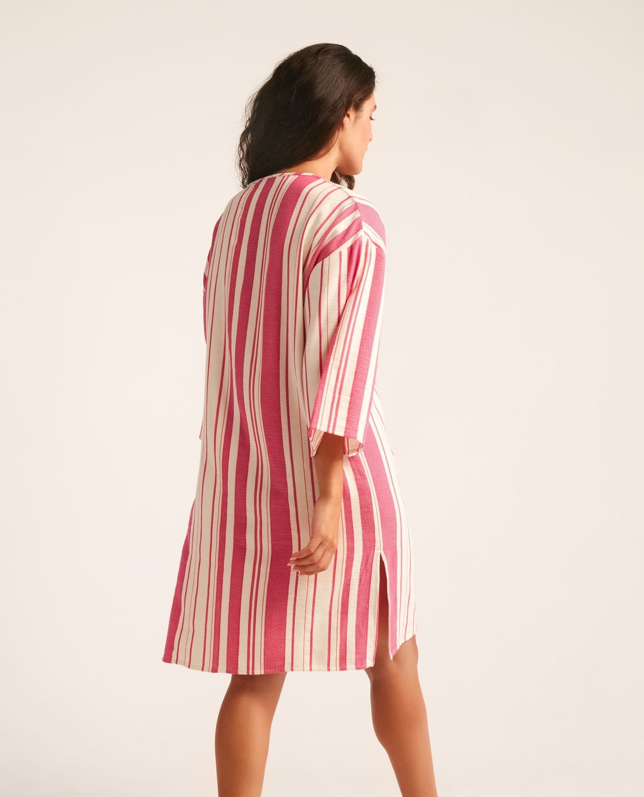 Vestido de Praia Ostuni Rosa / Branco-2