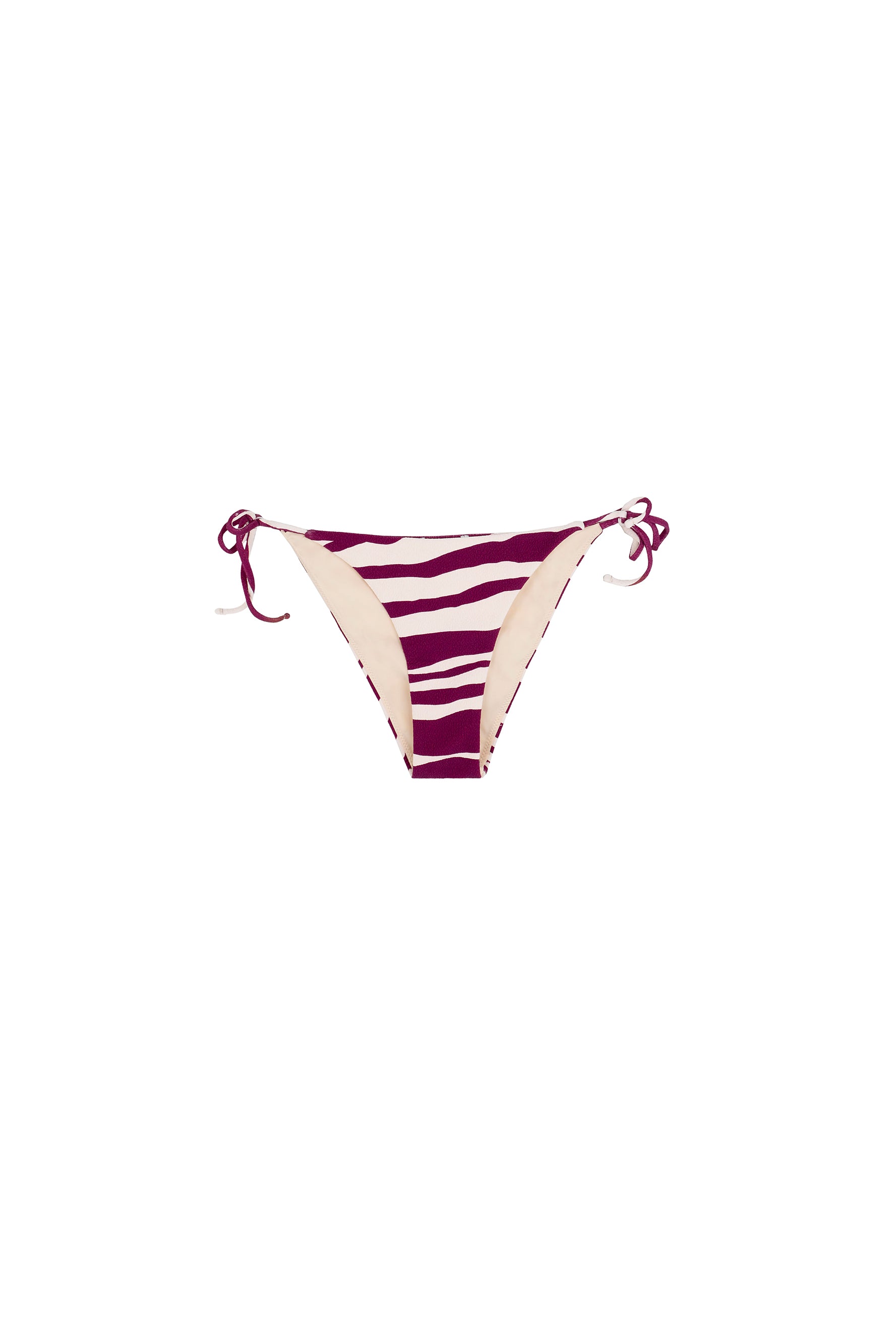 Cueca de Biquíni Zebra com Cobertura Clássica, Laço e Estrutura Branco/Roxo-3