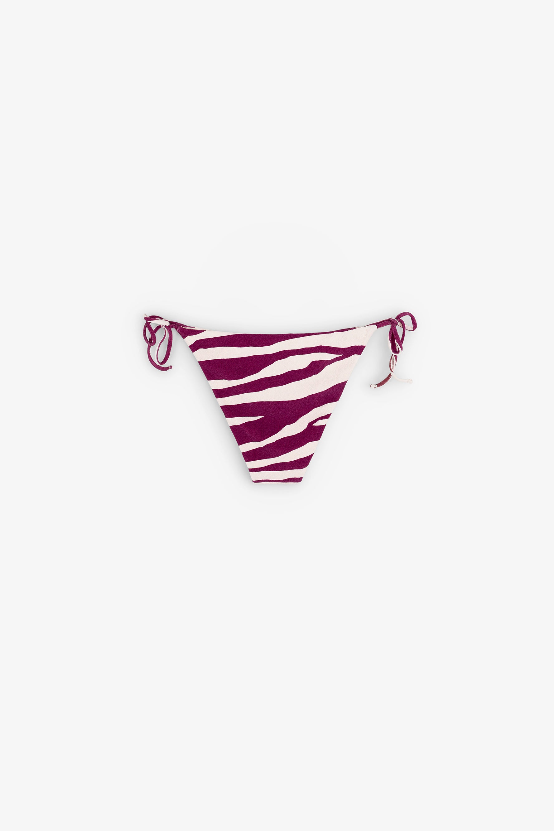 Cueca de Biquíni Zebra com Cobertura Clássica, Laço e Estrutura Branco/Roxo-4