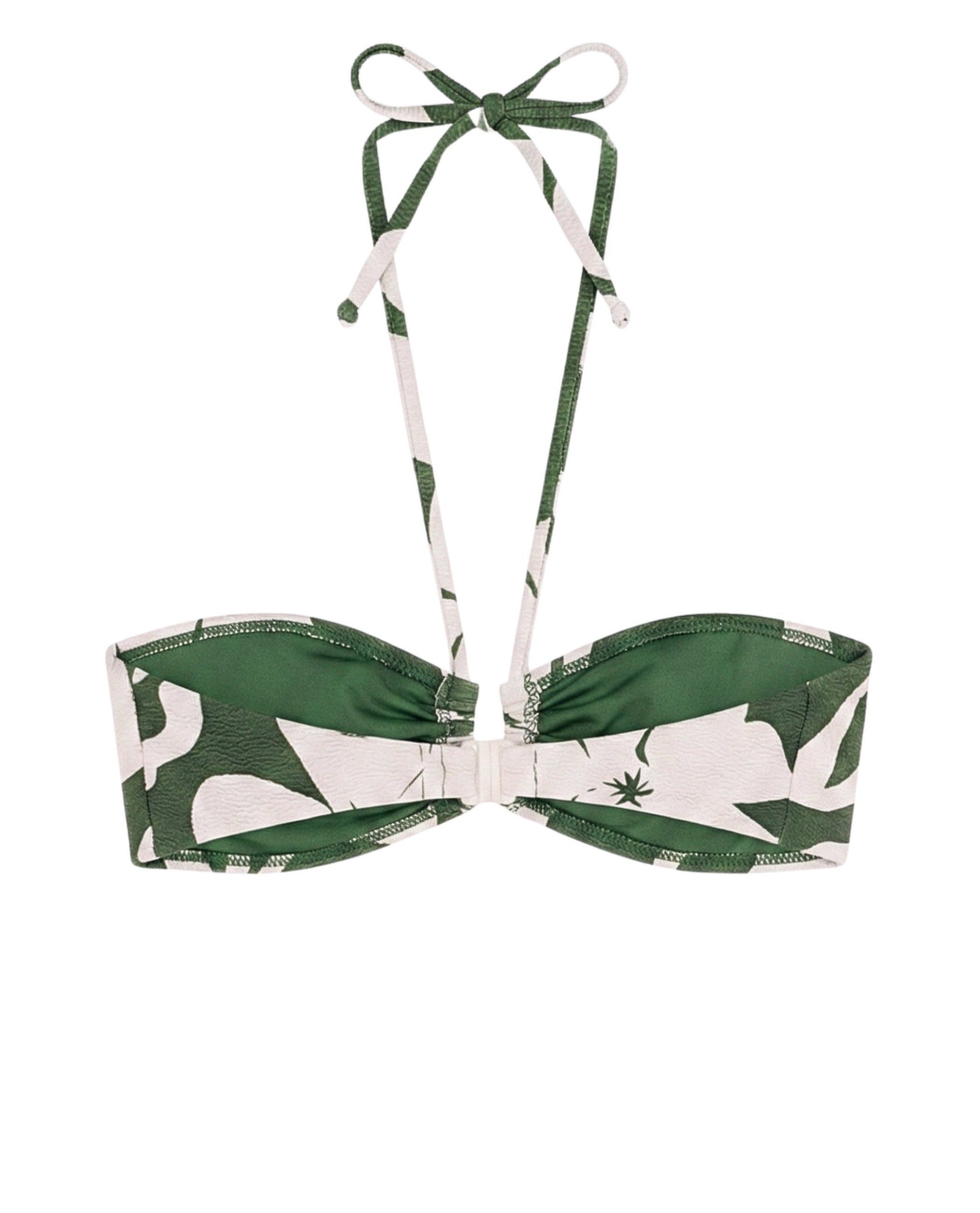 Top de Biquíni Halty Flores com Estrutura e Foam Amovível Branco / Verde-3