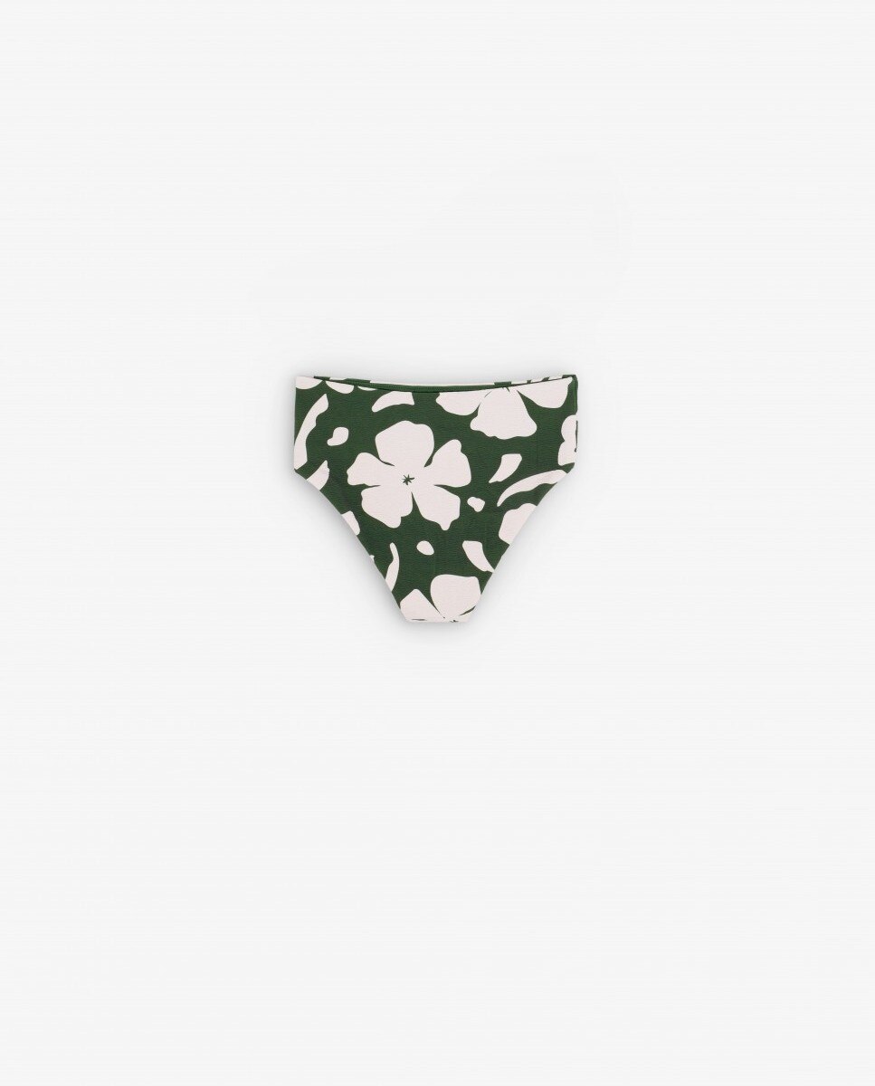 Cueca Biquíni Alta Flores Branco / Verde-4