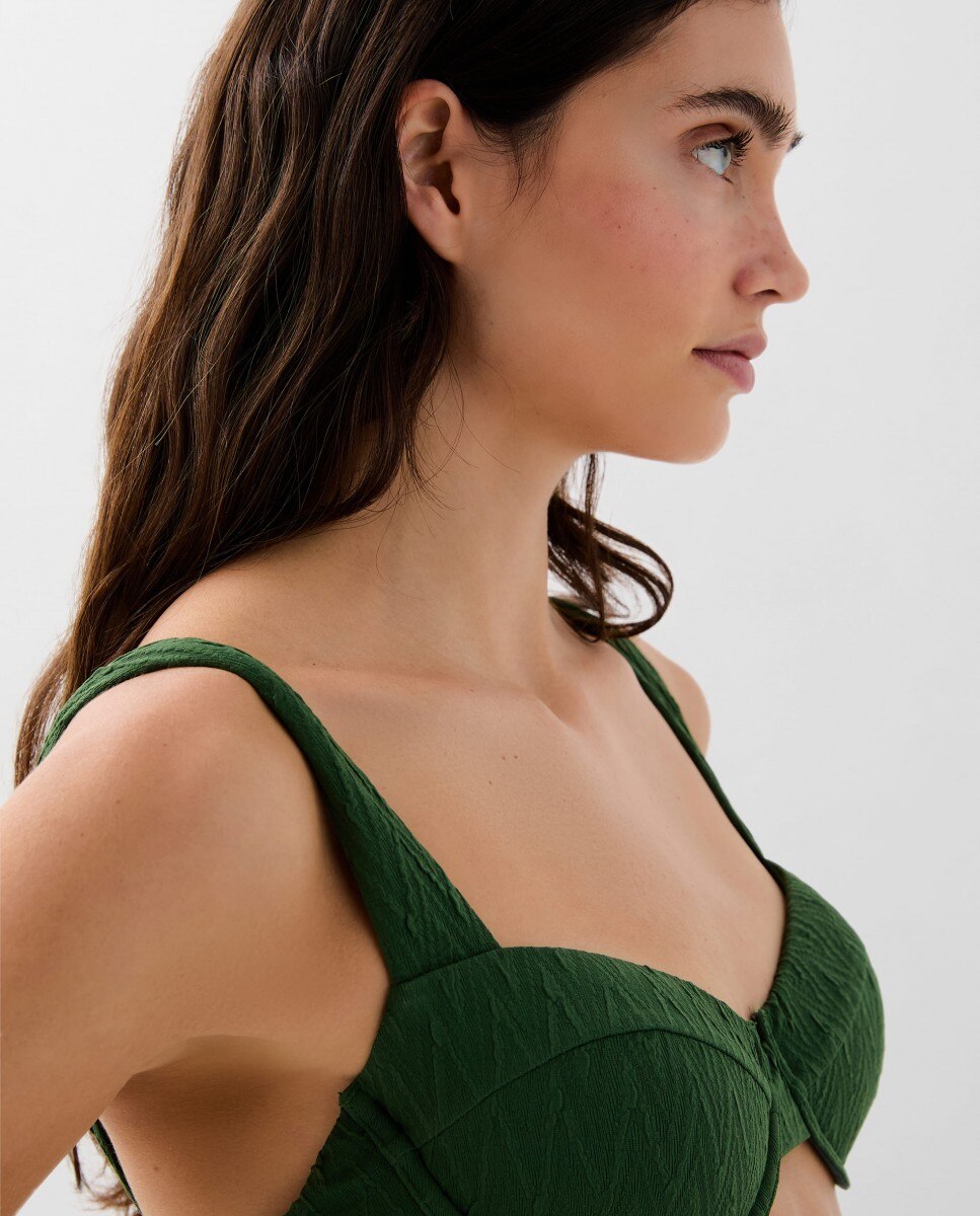 Top de Biquíni Balconette Verde Verde-escuro-2