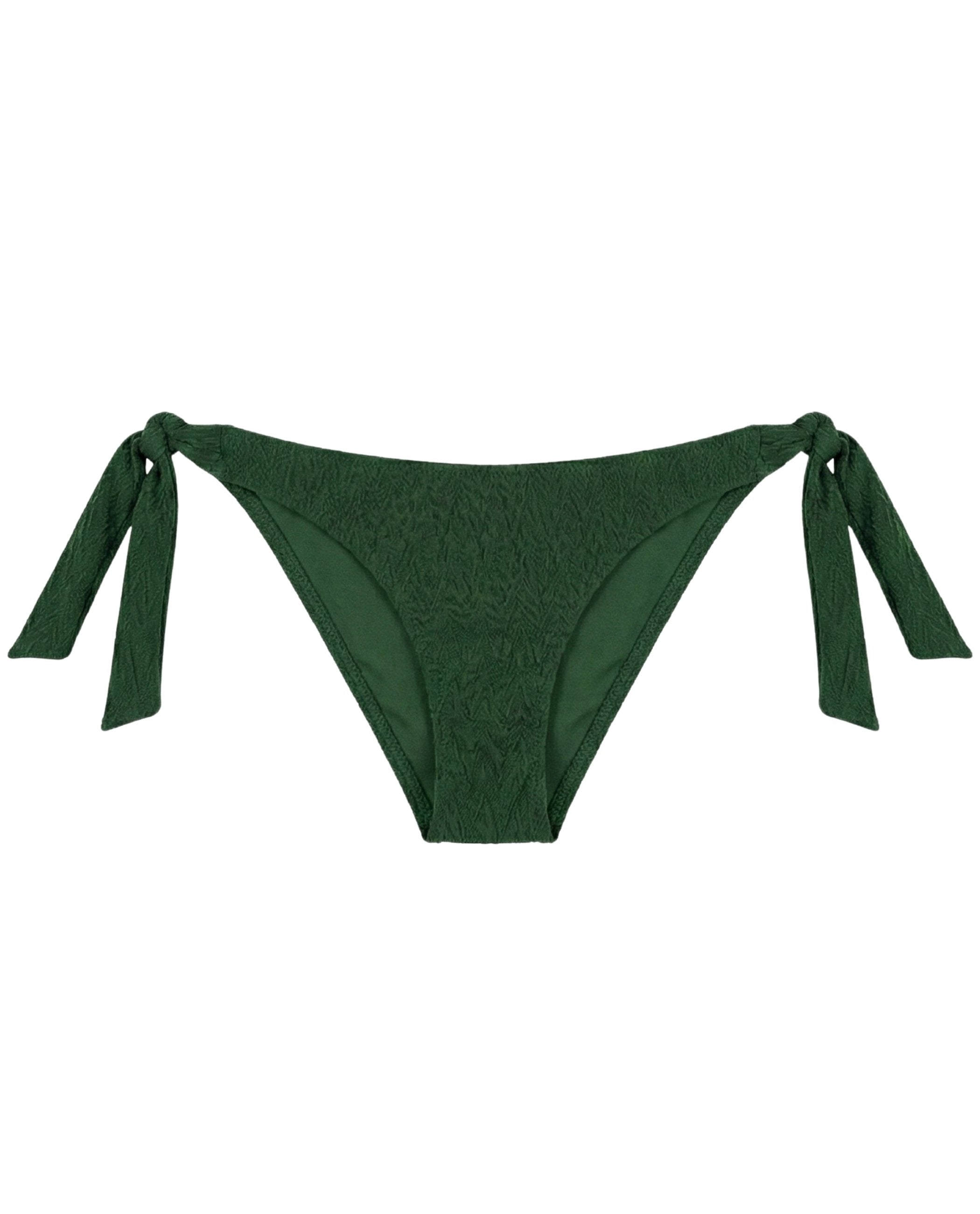 Cueca de Biquíni Verde com Cobertura Clássica, Laço e Estrutura Verde-escuro-3