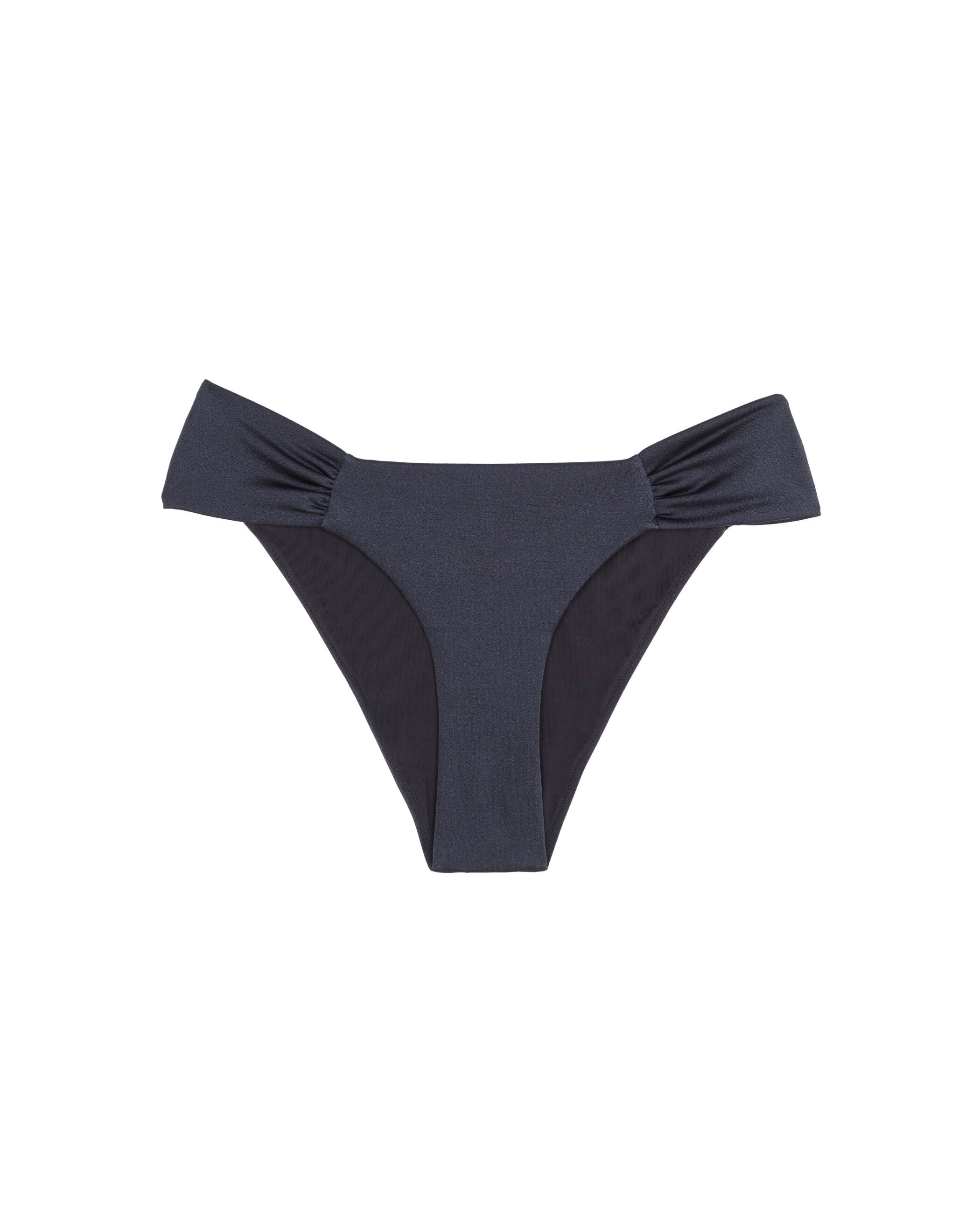 Cueca de Biquíni Ombra com Cobertura Média, Franzida e Lurex Cinzento-escuro-3