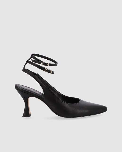 Imagem 0 de Sapatos de Salto de Pele com Dupla Tornozeleira