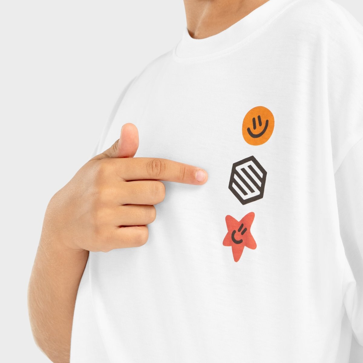T-shirt Algodão de Manga Curta Infantil Joy-g Siroko Branco-3