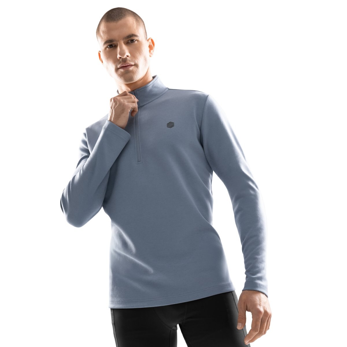 Sweatshirt Gym-halfzip-sweatshirt Siroko Azul-porcelana-1