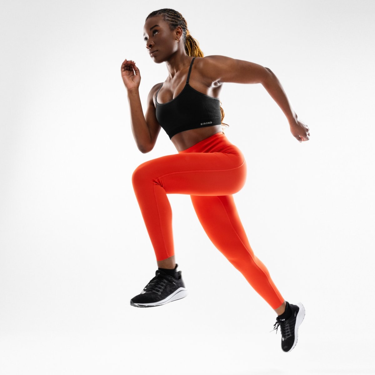 Leggings Desportivos Compridos Corte a Laser Siroko Vermelho-3