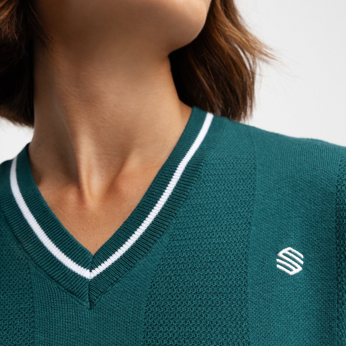 Camisola de Malha Golf com Gola em V Gimme Teal Siroko Verde-5
