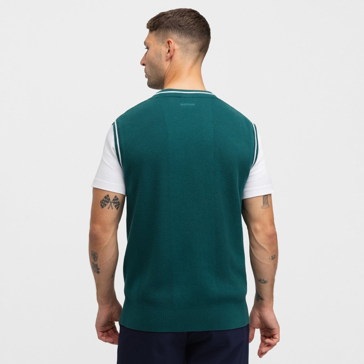 Colete de Malha Golf com Gola em V Carnoustie Teal Siroko Verde-2