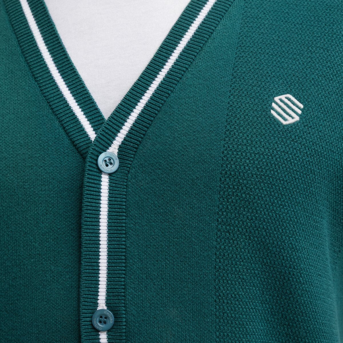 Colete de Malha Golf com Gola em V Carnoustie Teal Siroko Verde-5