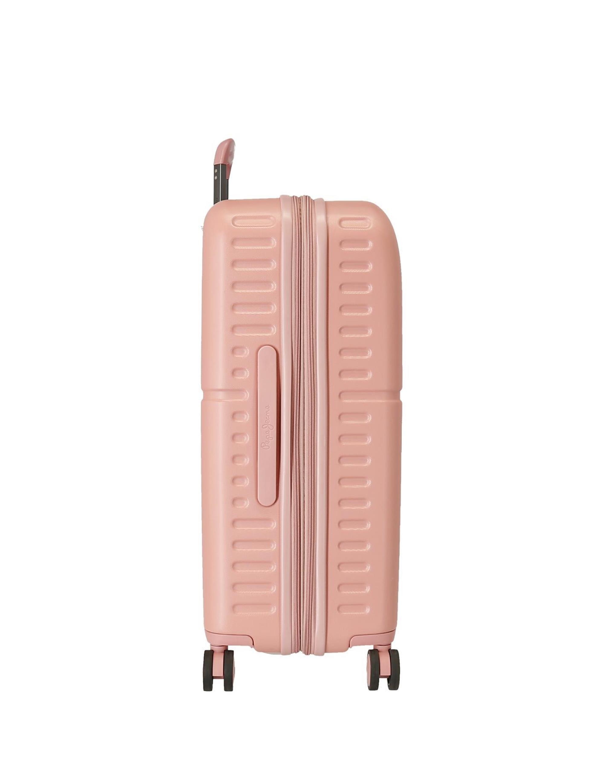 Conjunto de Malas (cabine e Média) Carina Rígidas com Capacidade de 116l Rosa-pastel-2