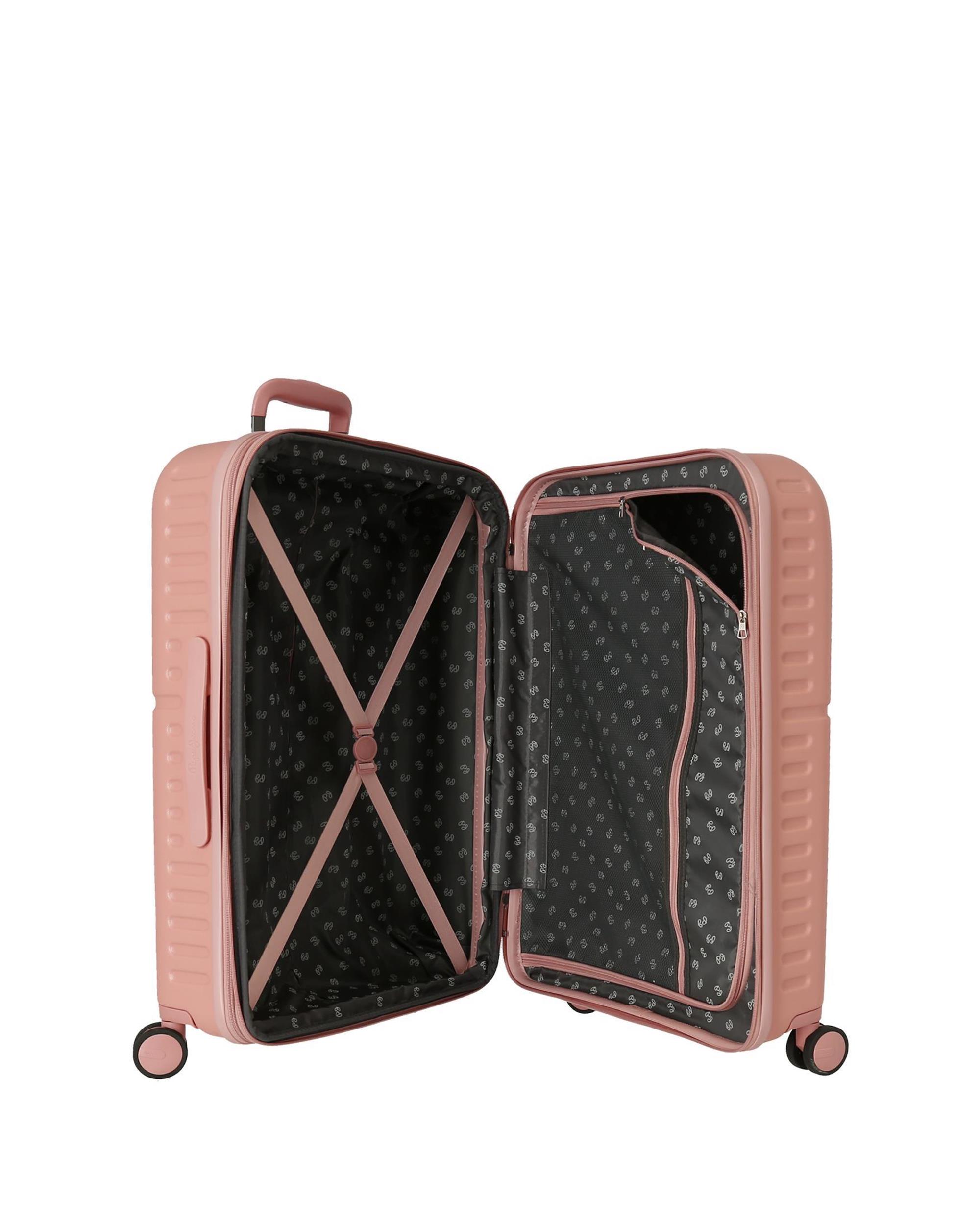 Conjunto de Malas (cabine e Média) Carina Rígidas com Capacidade de 116l Rosa-pastel-5