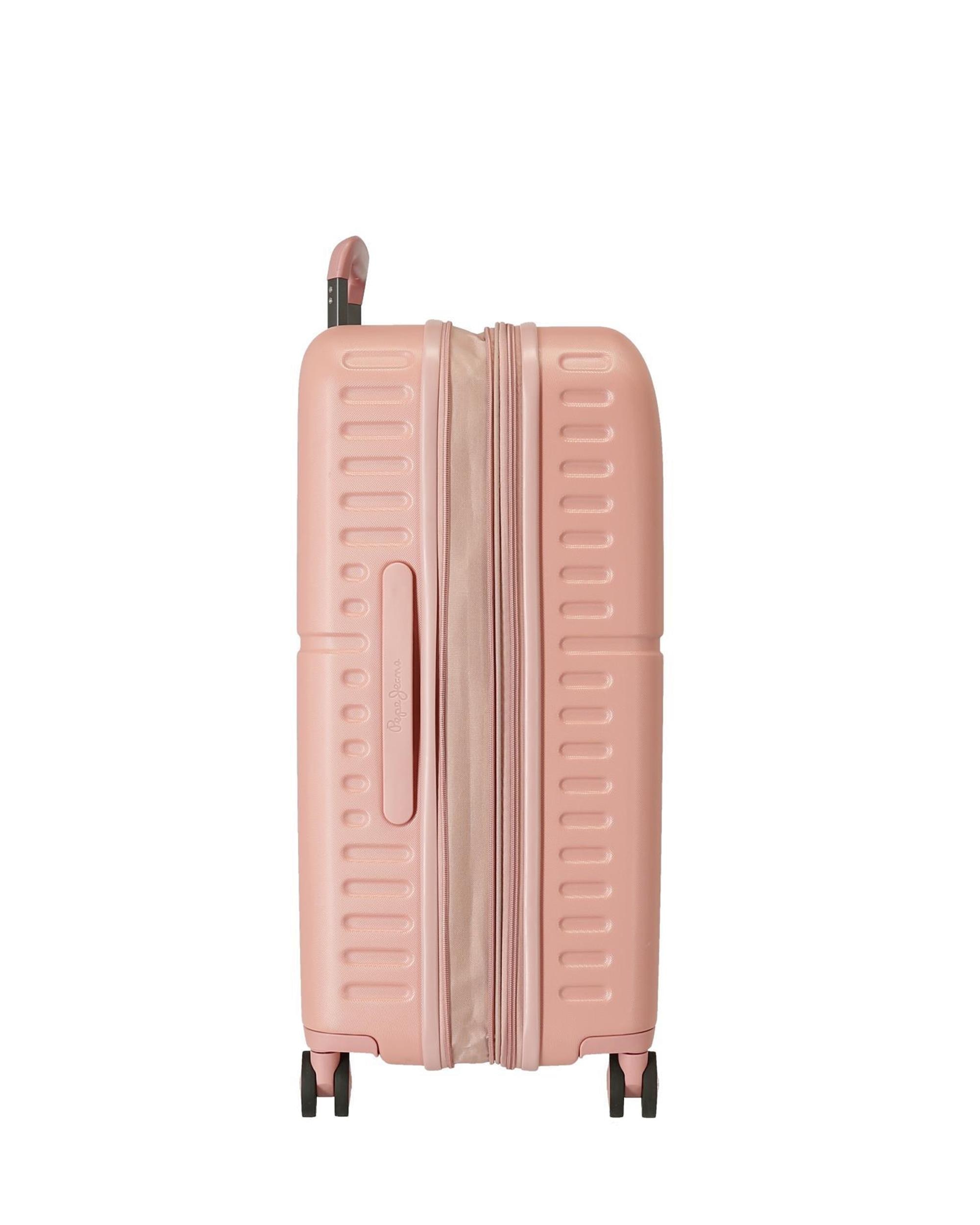 Conjunto de Malas (cabine e Média) Carina Rígidas com Capacidade de 116l Rosa-pastel-6