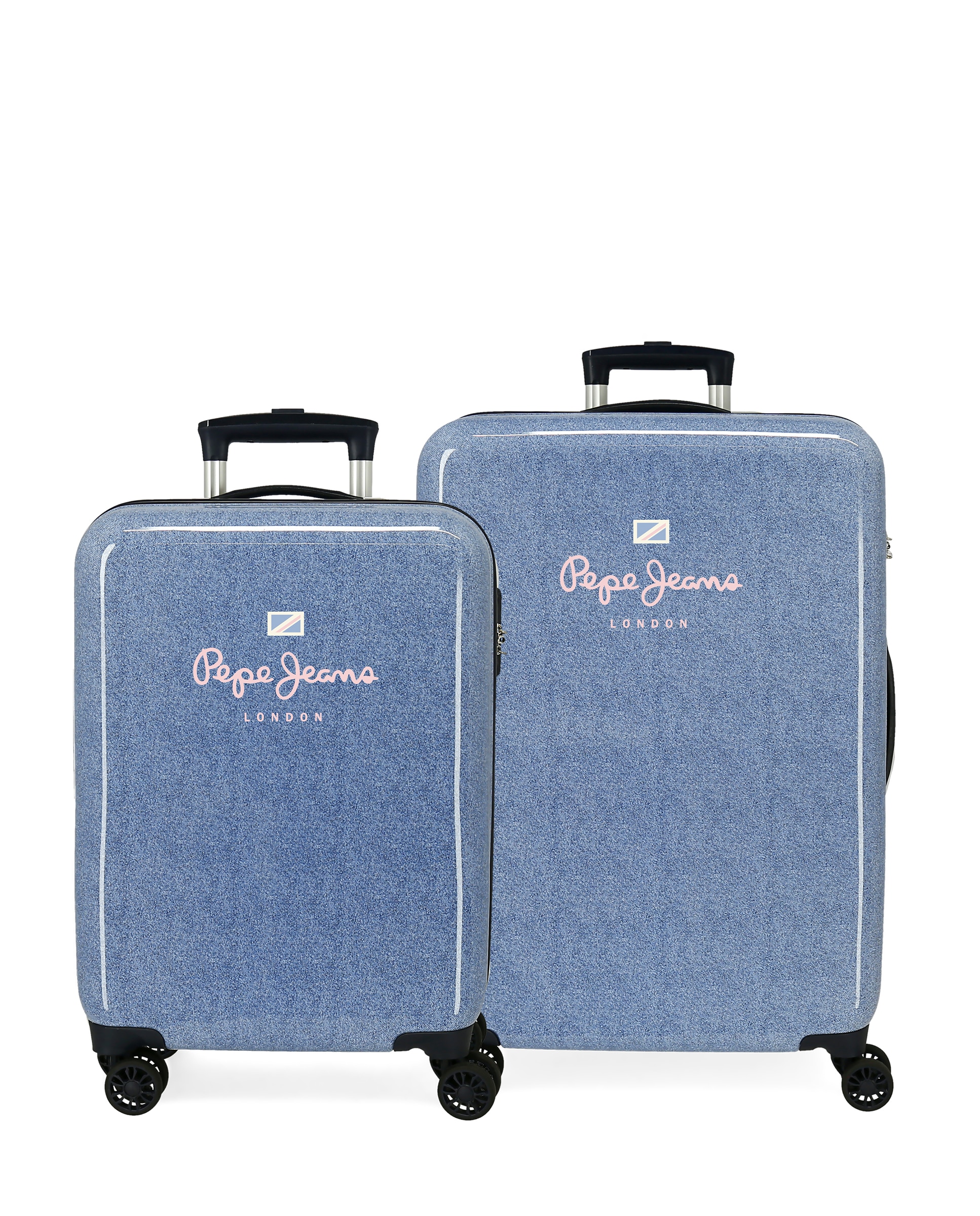Conjunto de Malas (cabine e Média) Lena Rígida com Capacidade de 104l Azul denim-1