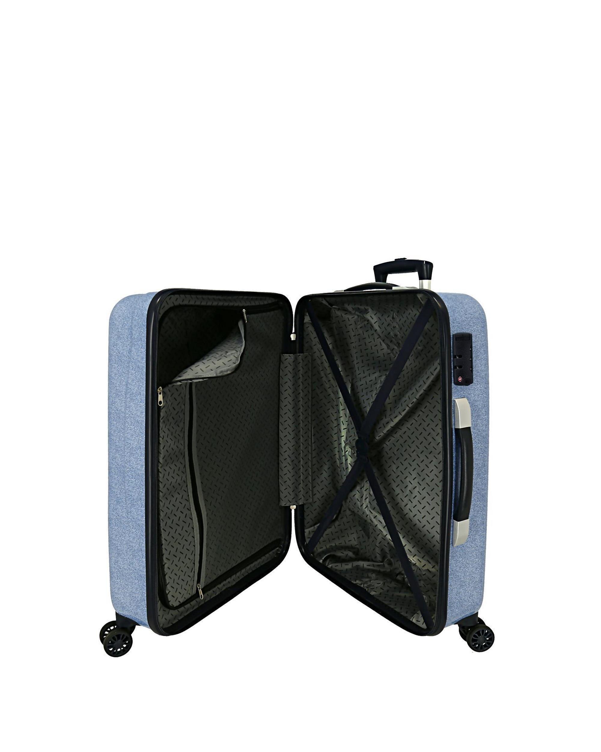 Conjunto de Malas (cabine e Média) Lena Rígida com Capacidade de 104l Azul denim-5