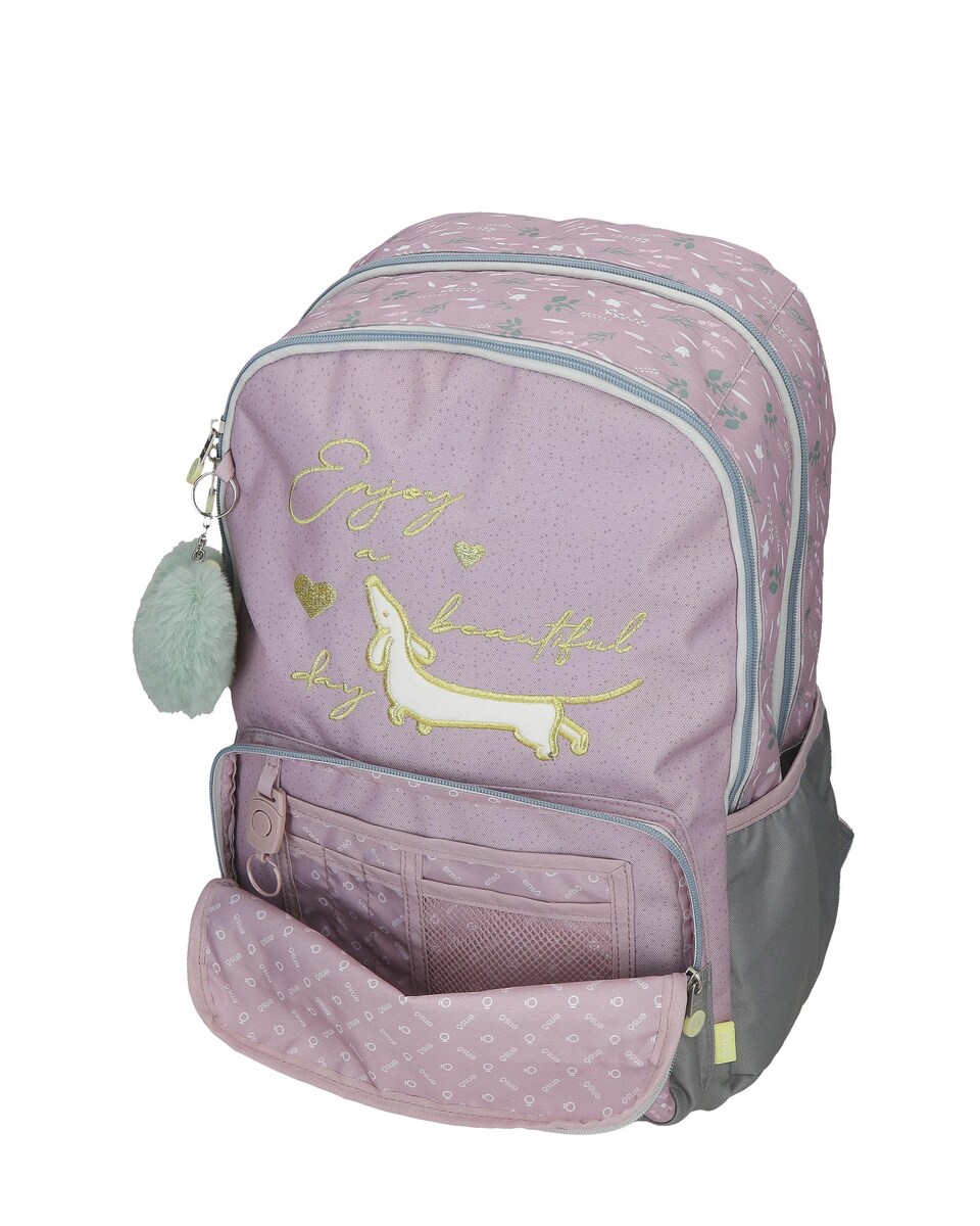 Mochila Enso Beautiful day com duplo compartimento com carro Roxo-5