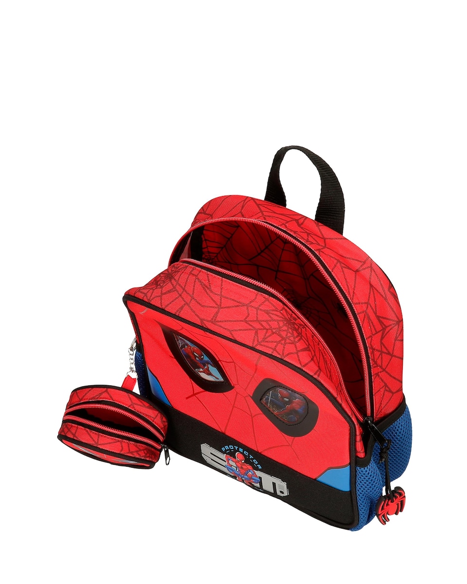 Mochila Infantil com Porta Chupeta Spiderman Protector 25 Cm com Trolley Vermelho-4