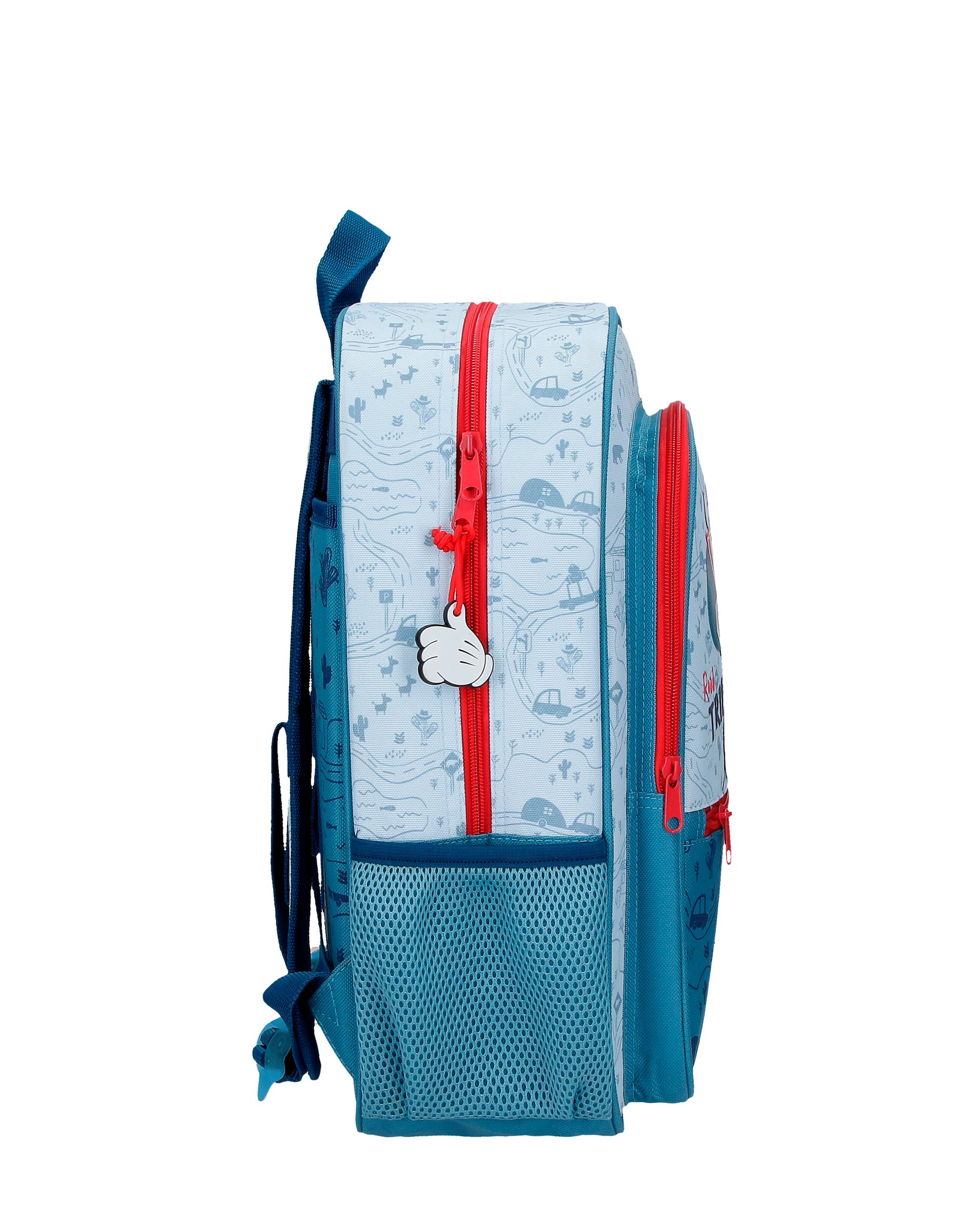 Mochila Infantil Mickey Road Trip 38cm com Bolso Frontal Azul-2
