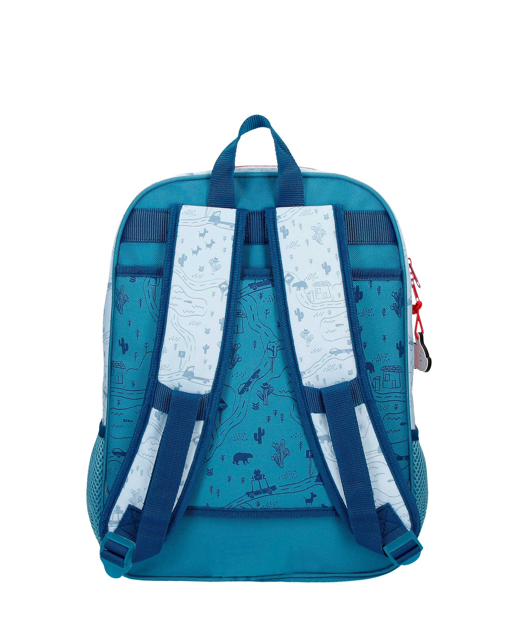 Mochila Infantil Mickey Road Trip 38cm com Bolso Frontal Azul-3