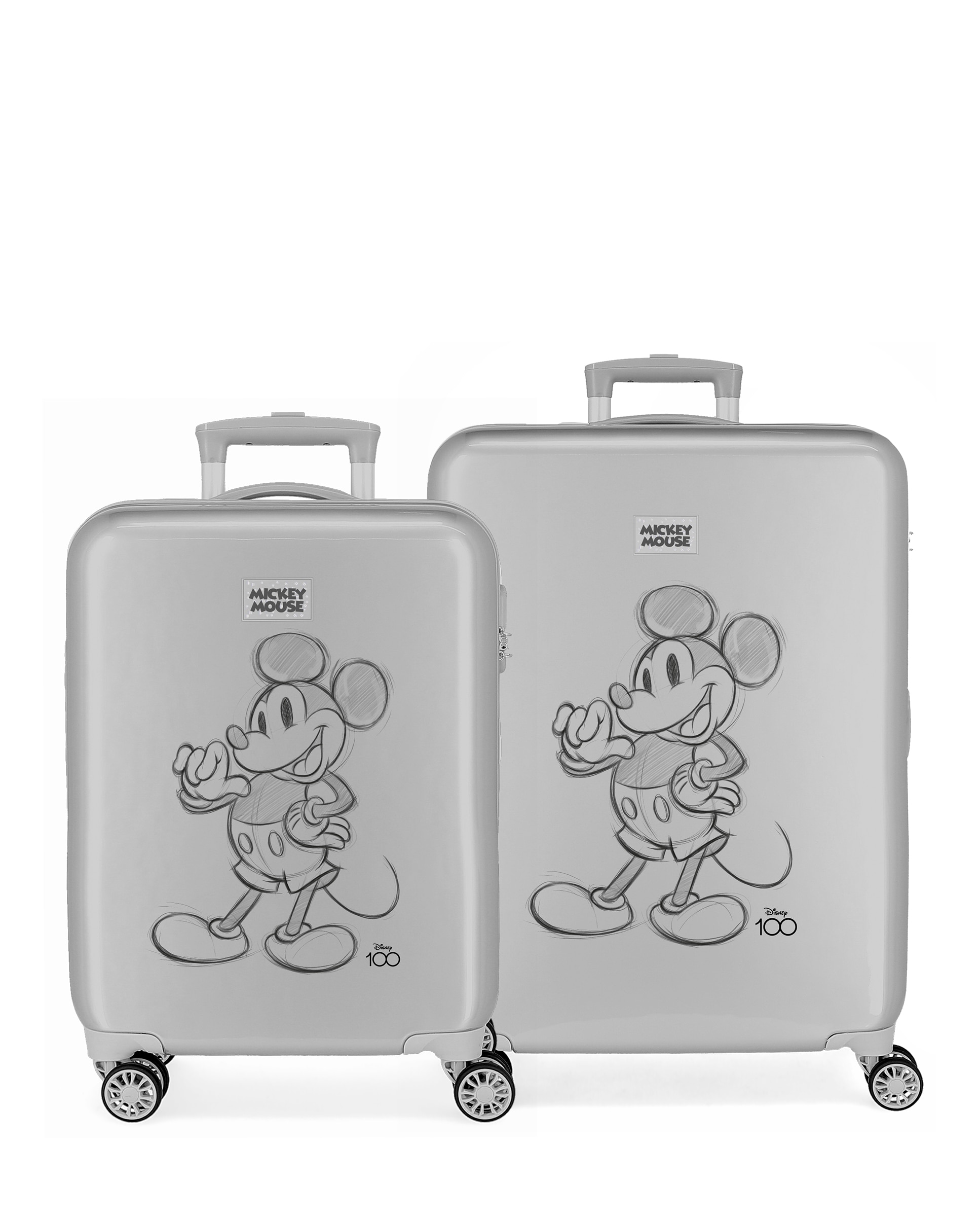Conjunto de Malas Mickey 100 Rígidas 55-65cm com Capacidade de 104l Prata-1