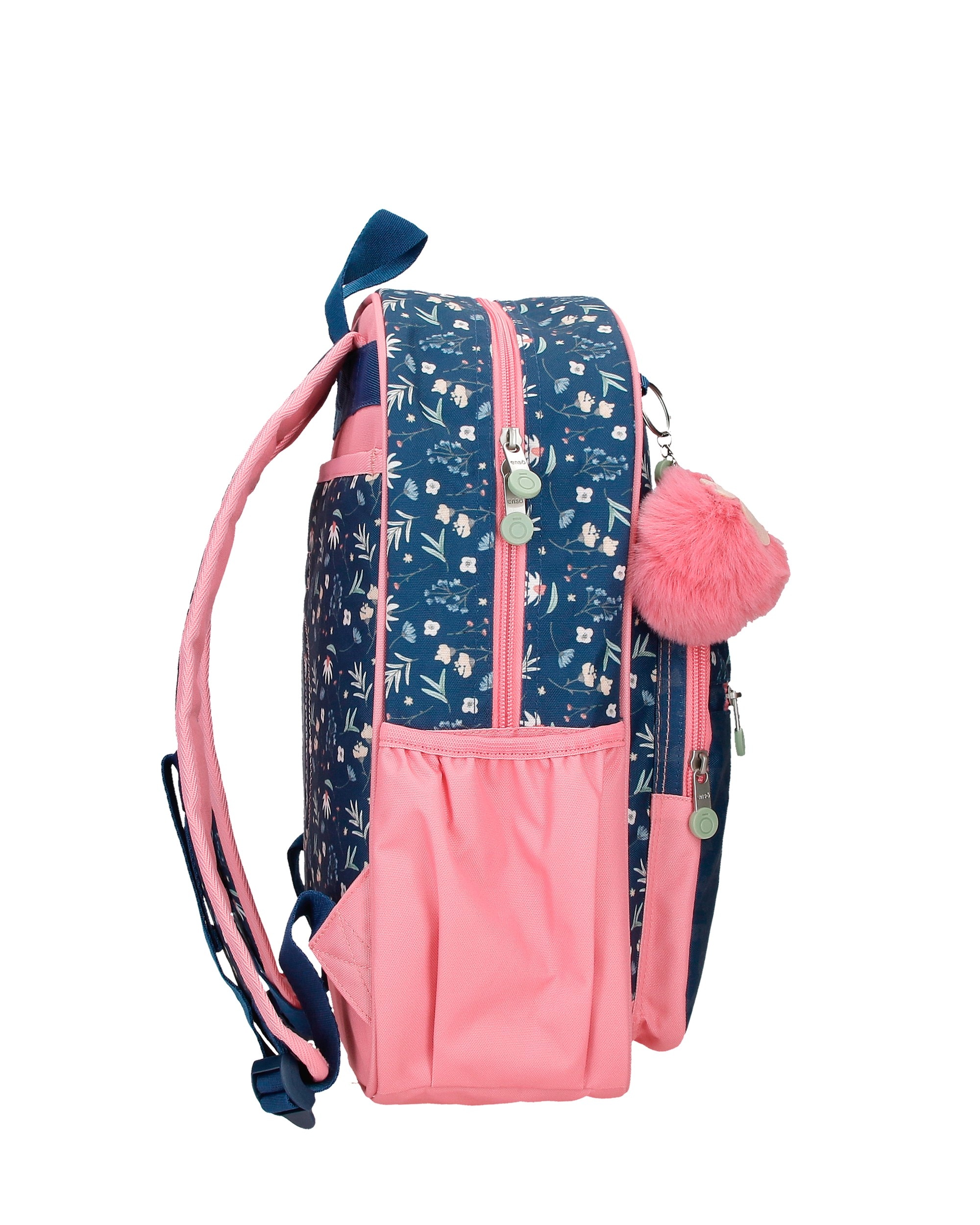 Mochila Escolar Enso Ciao Bella Adaptável com Bolsos Laterais 38 Cm Azul-2