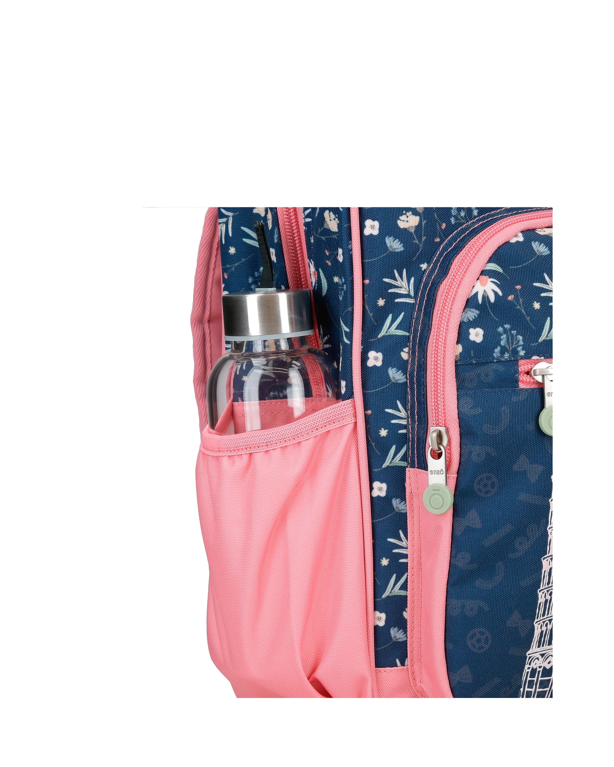 Mochila Escolar Enso Ciao Bella Adaptável com Bolsos Laterais 38 Cm Azul-6