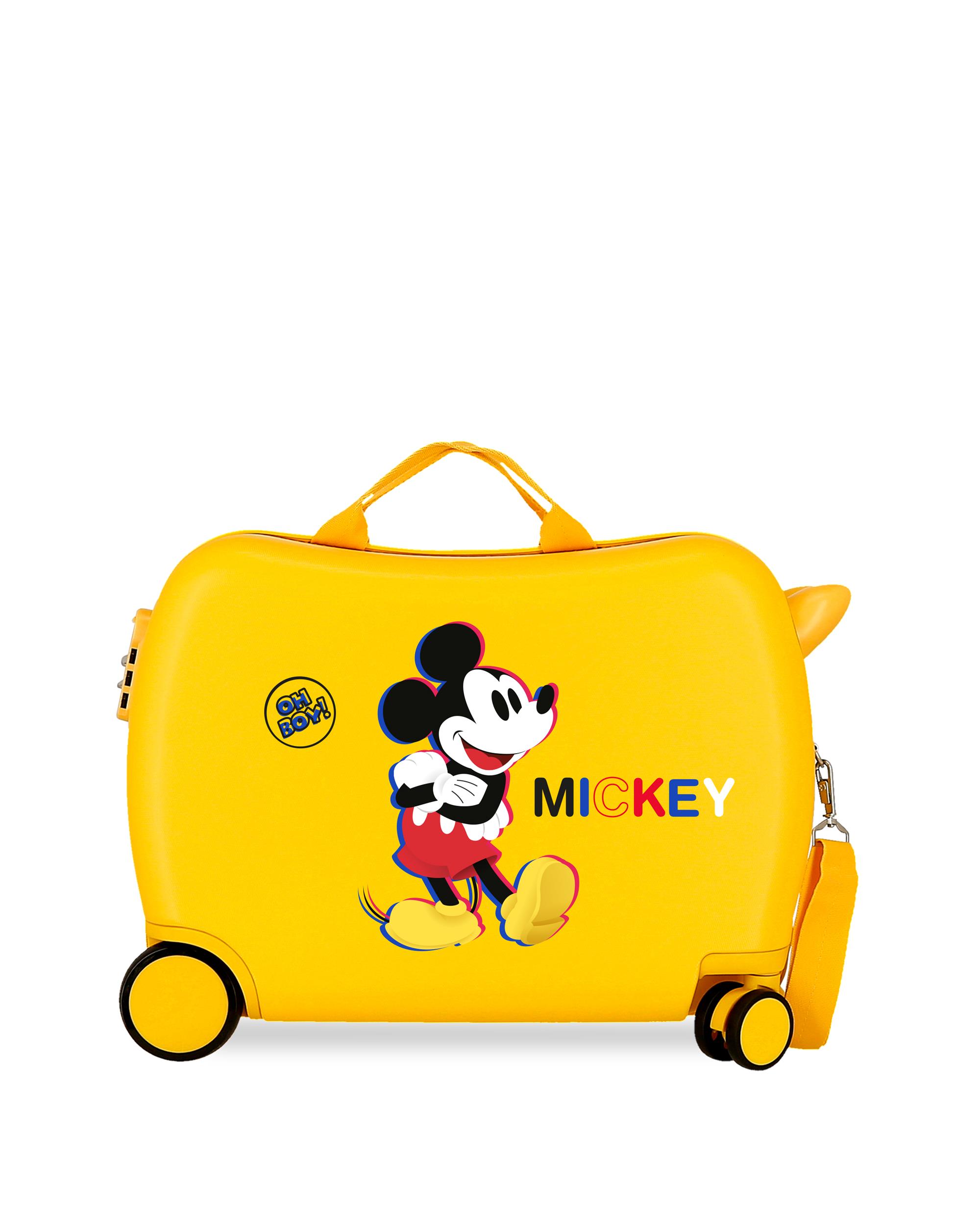 Mala Infantil Mickey 3d de Duas Rodas Multidirecionais Amarelo-1