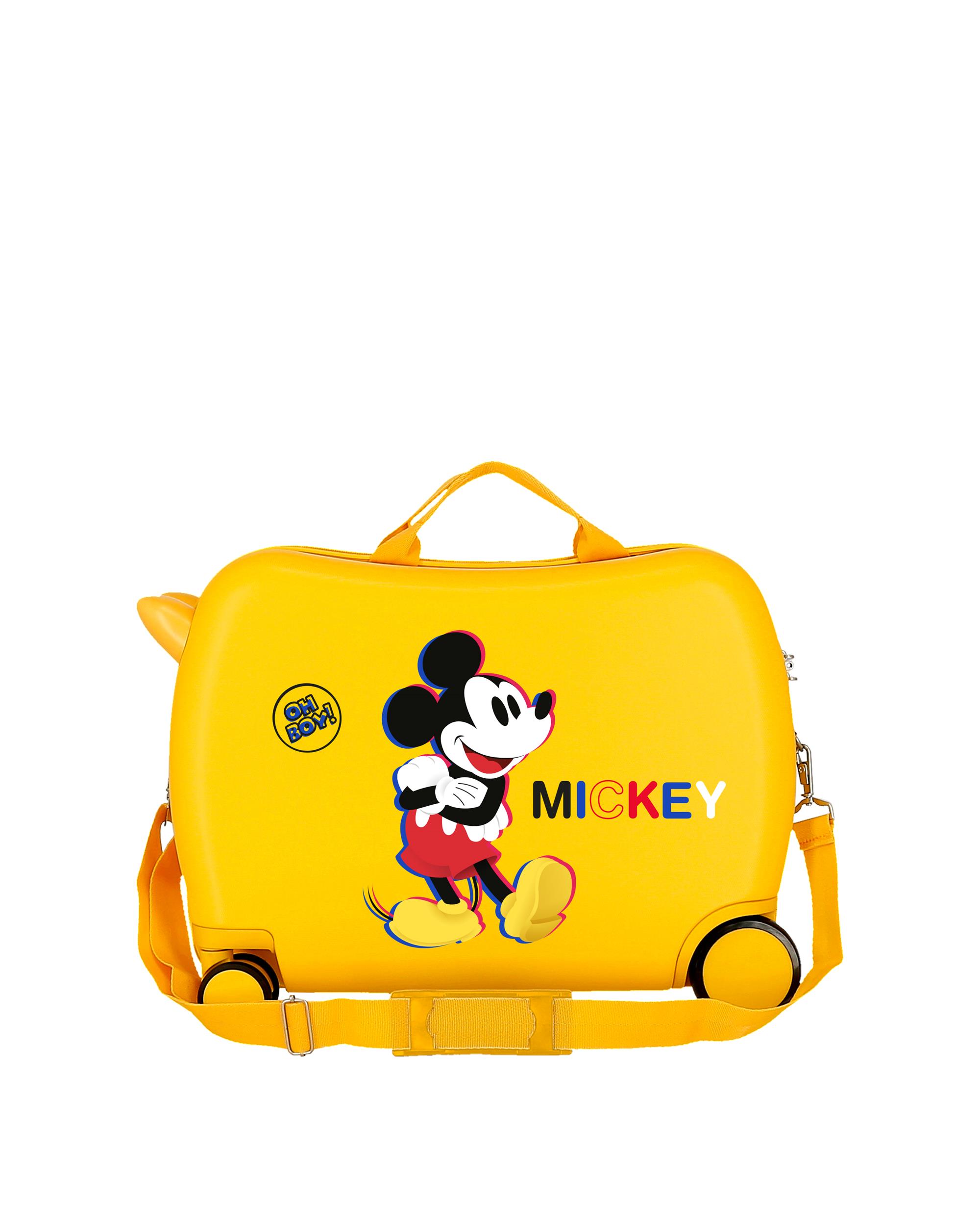 Mala Infantil Mickey 3d de Duas Rodas Multidirecionais Amarelo-3