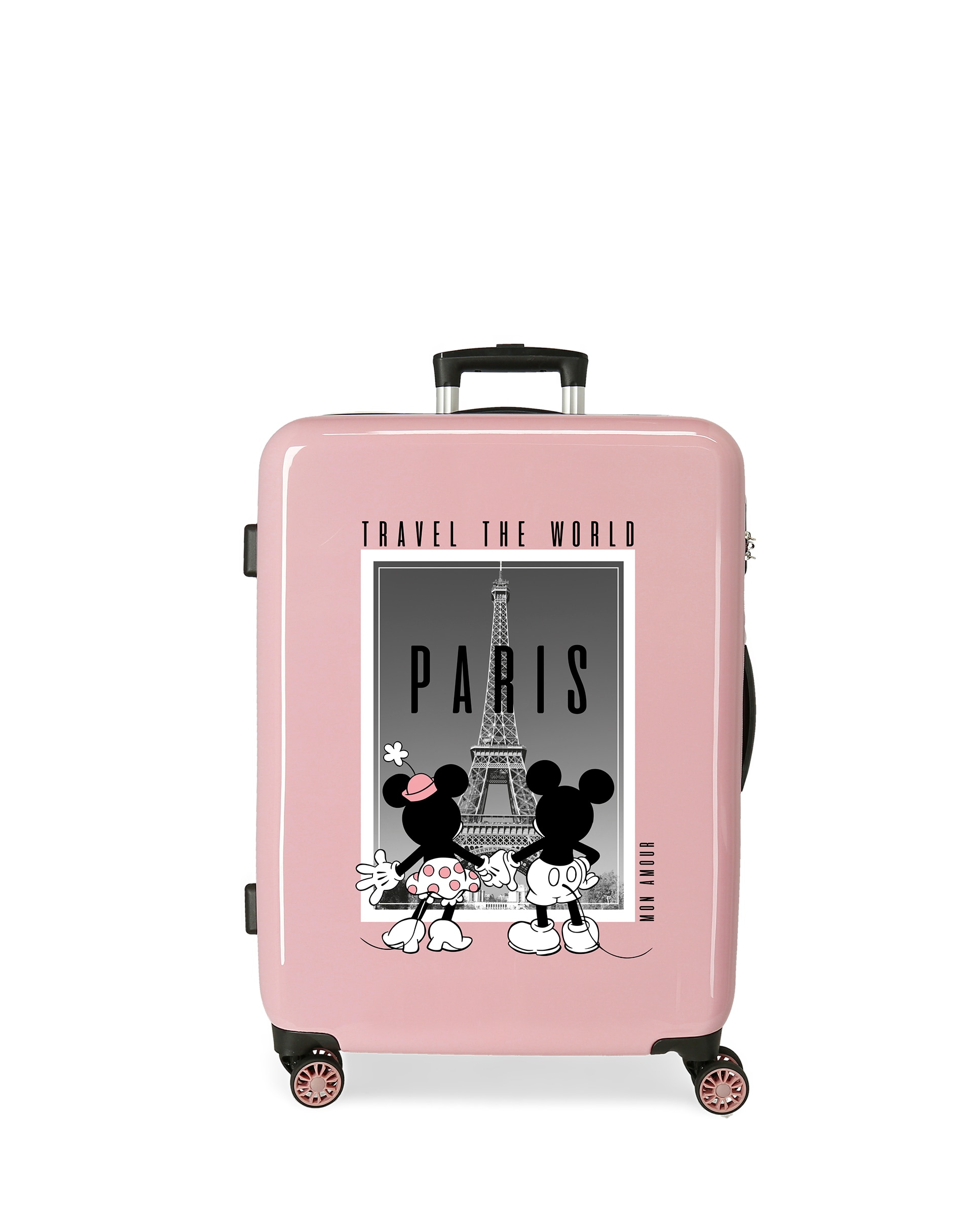 Maleta Média Minnie e Mickey Paris com Capacidade de 70 L Rosa-1