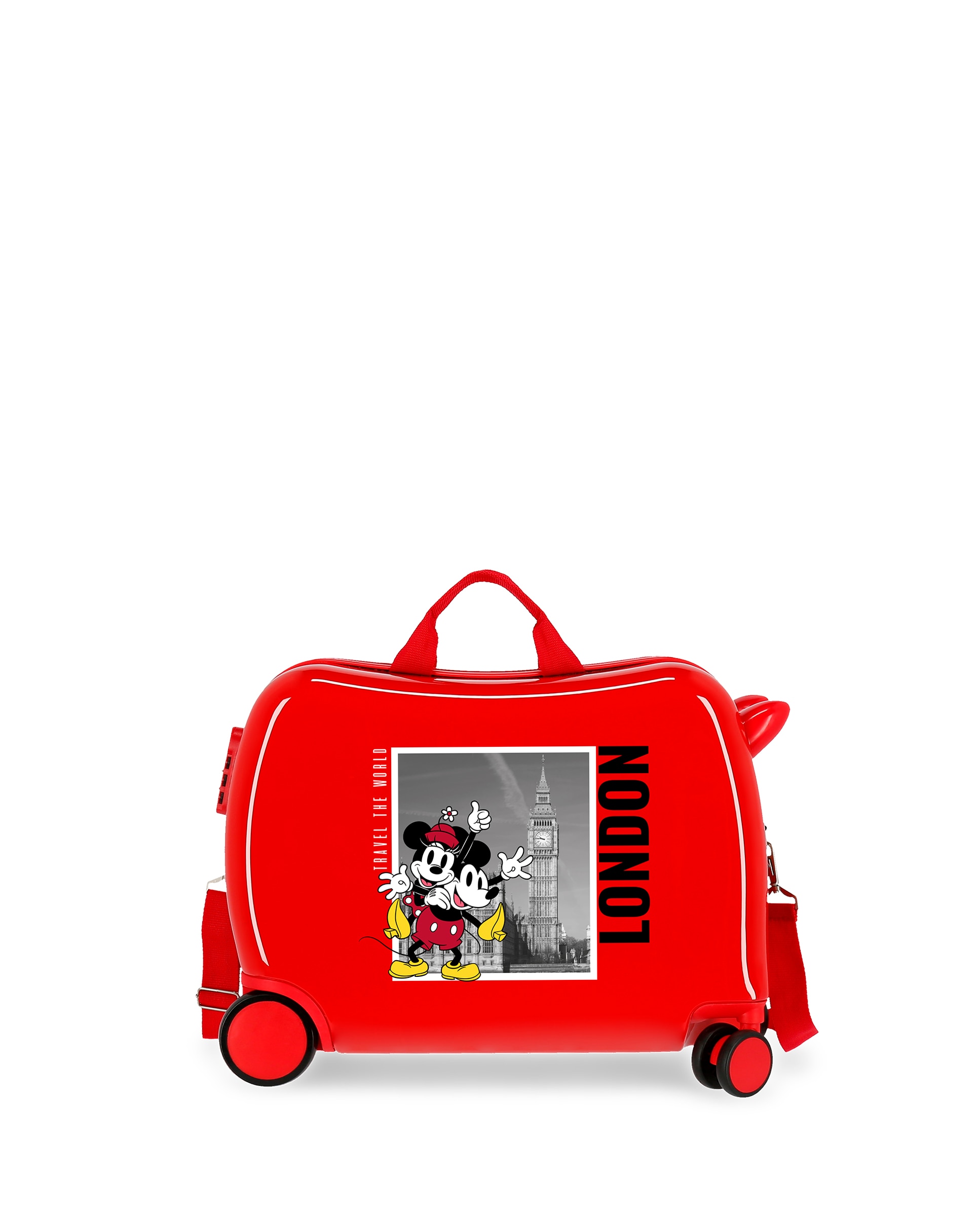 Mala Infantil 2 Rodas Multidirecionais Mickey e Minnie Londres Rígida com Capacidade de 34l Vermelho-1