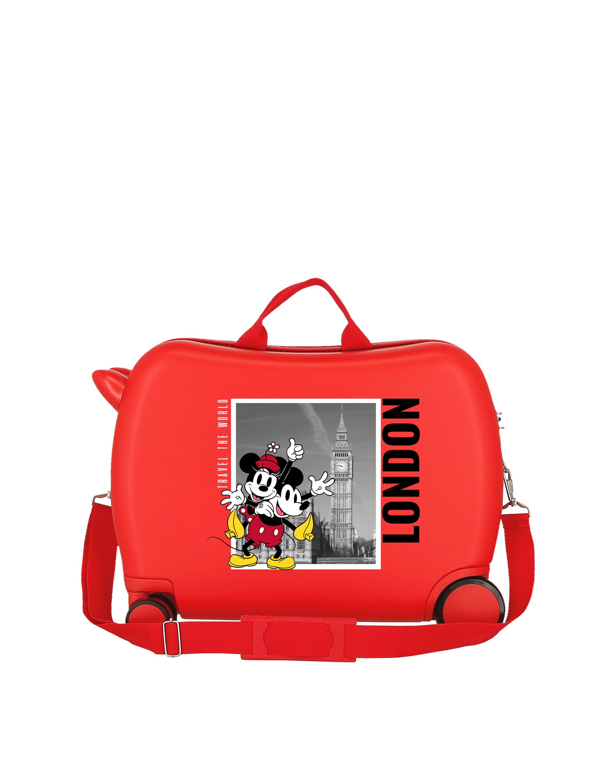 Mala Infantil 2 Rodas Multidirecionais Mickey e Minnie Londres Rígida com Capacidade de 34l Vermelho-3